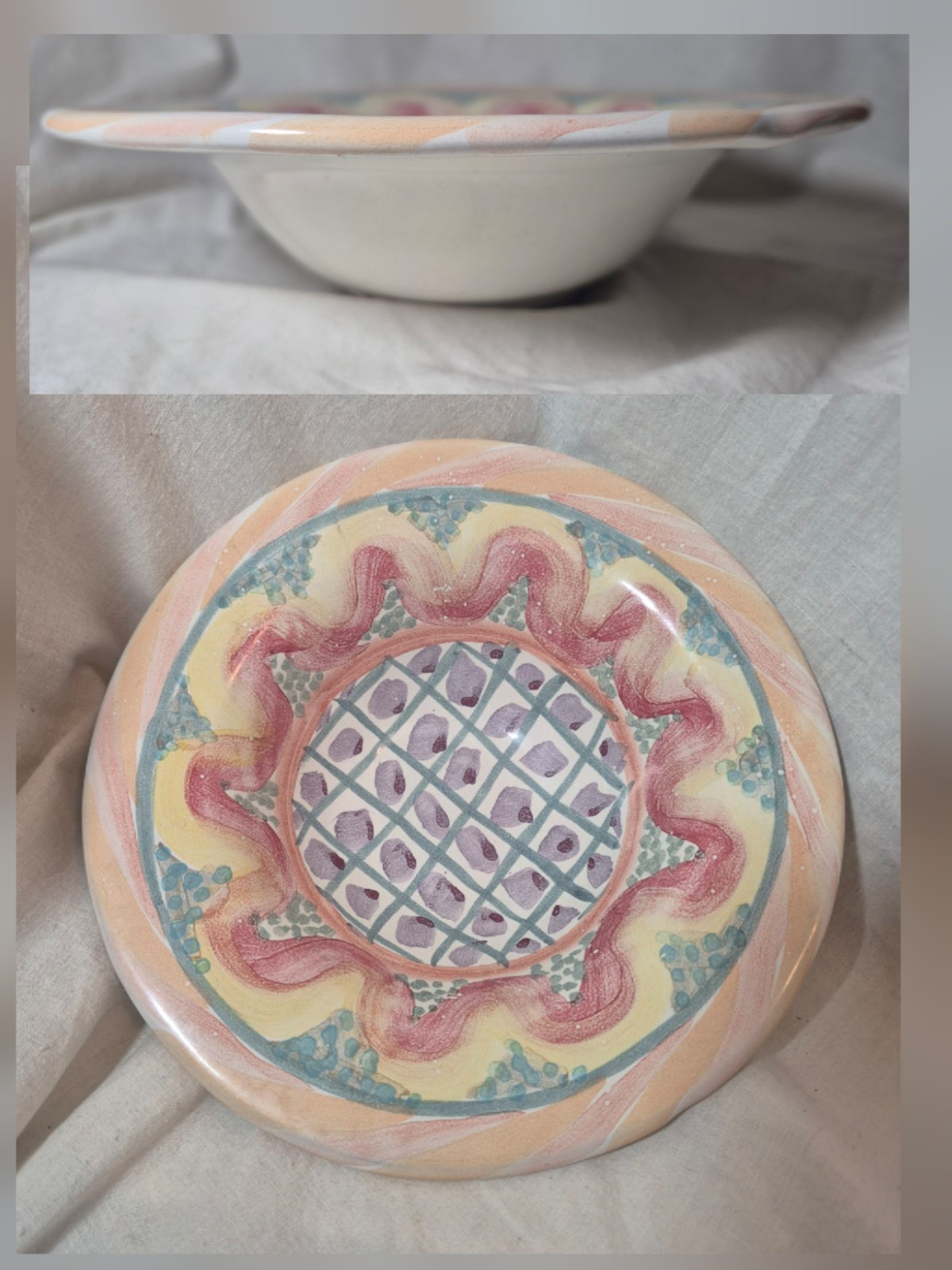 Vintage 1992 MacKenzie-Childs Keukenhof Bowl Flat Rim 8 3/8″ Diameter