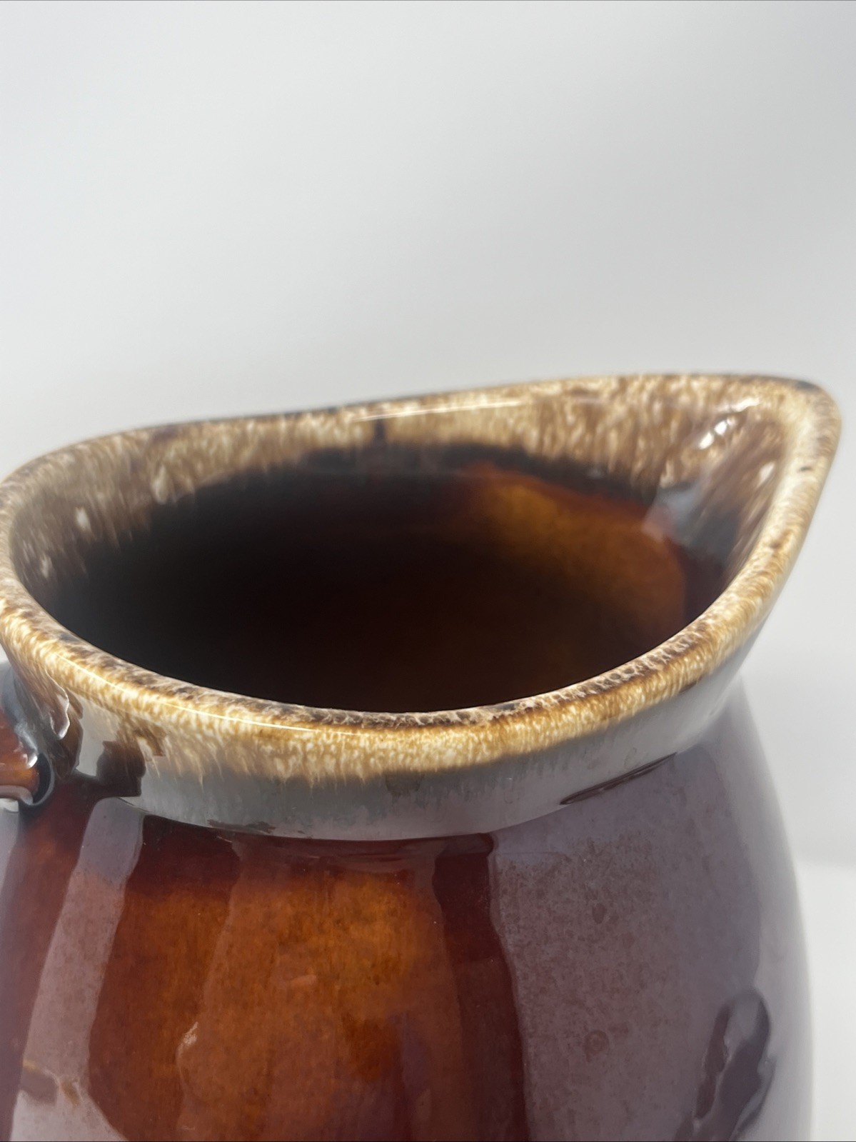 Vintage Hull Oven Proof Brown Drip Glaze Ceramic Pitcher USA Pottery 9″ MCM