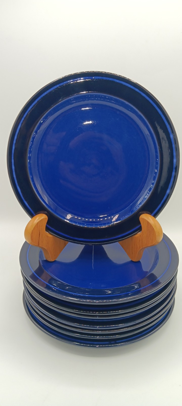 Vintage Cobalt Blue Nittsjö Sweden Salad Dessert Cake Stoneware Plate; 8.25″