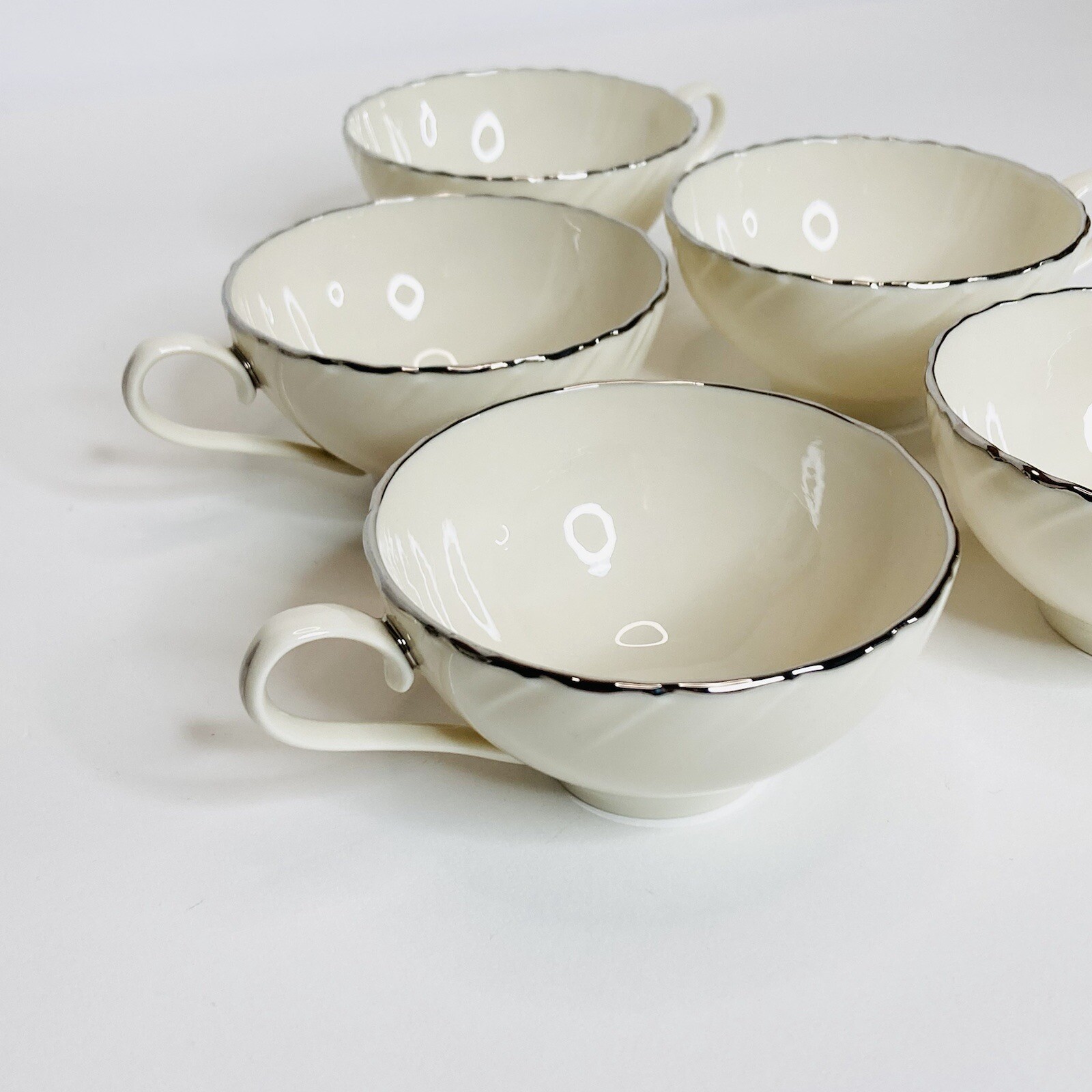 Lenox Weatherly Platinum Teacup Ivory White Silver Rim And Handle Made In USA