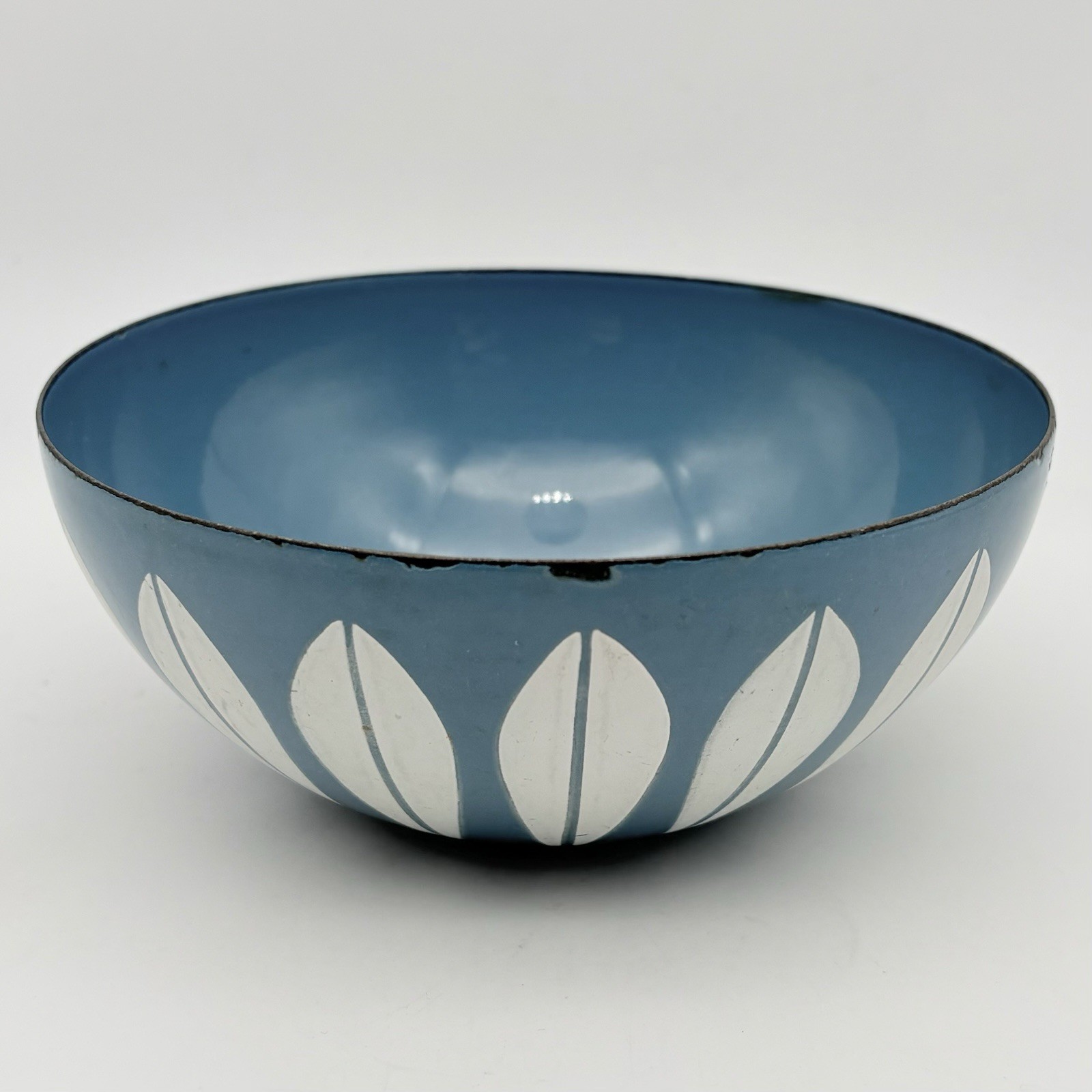 3 Vintage Cathrineholm Teal Blue Lotus Bowls From Norway 5.5 Inches Wide