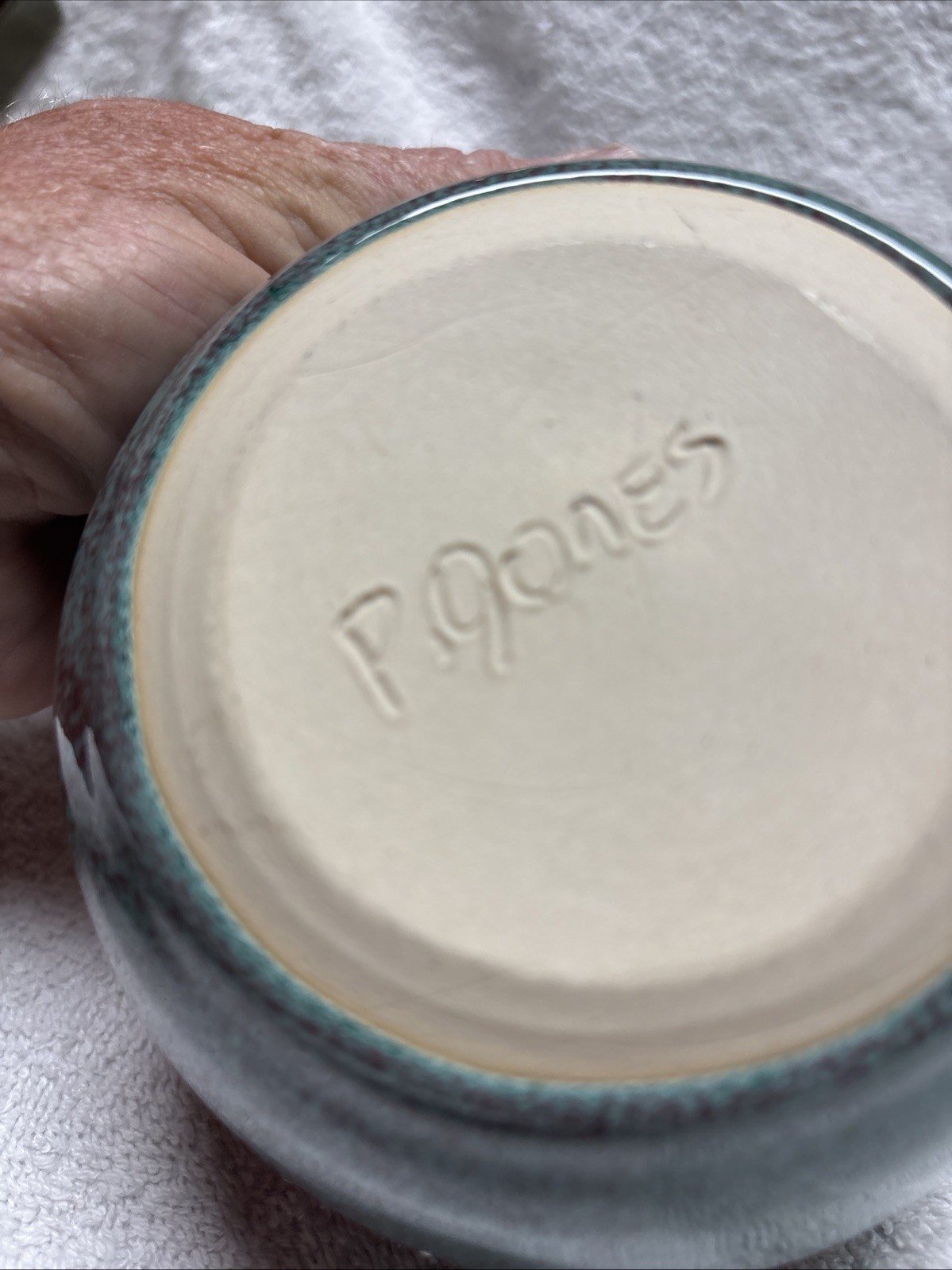 Pottery Bowl With Pinched Sides Grea Color Signed P Jones 6” Across
