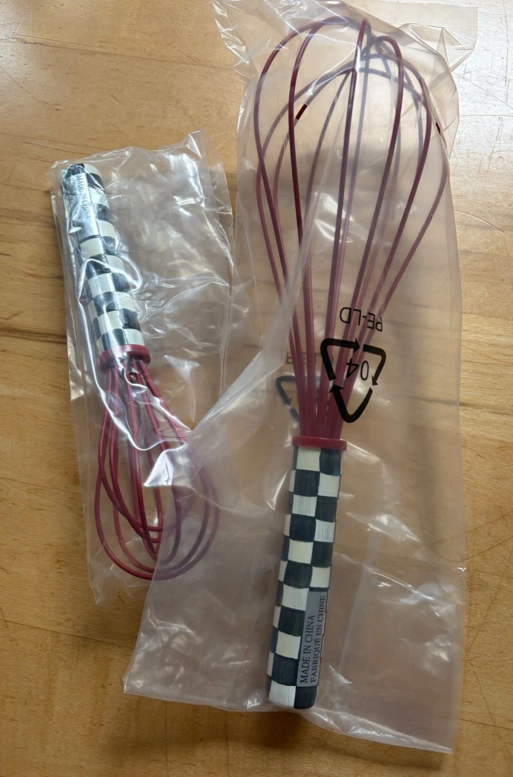 MacKenzie-Childs Courtly Check Whisks w/Red Large & Small NEW in Box