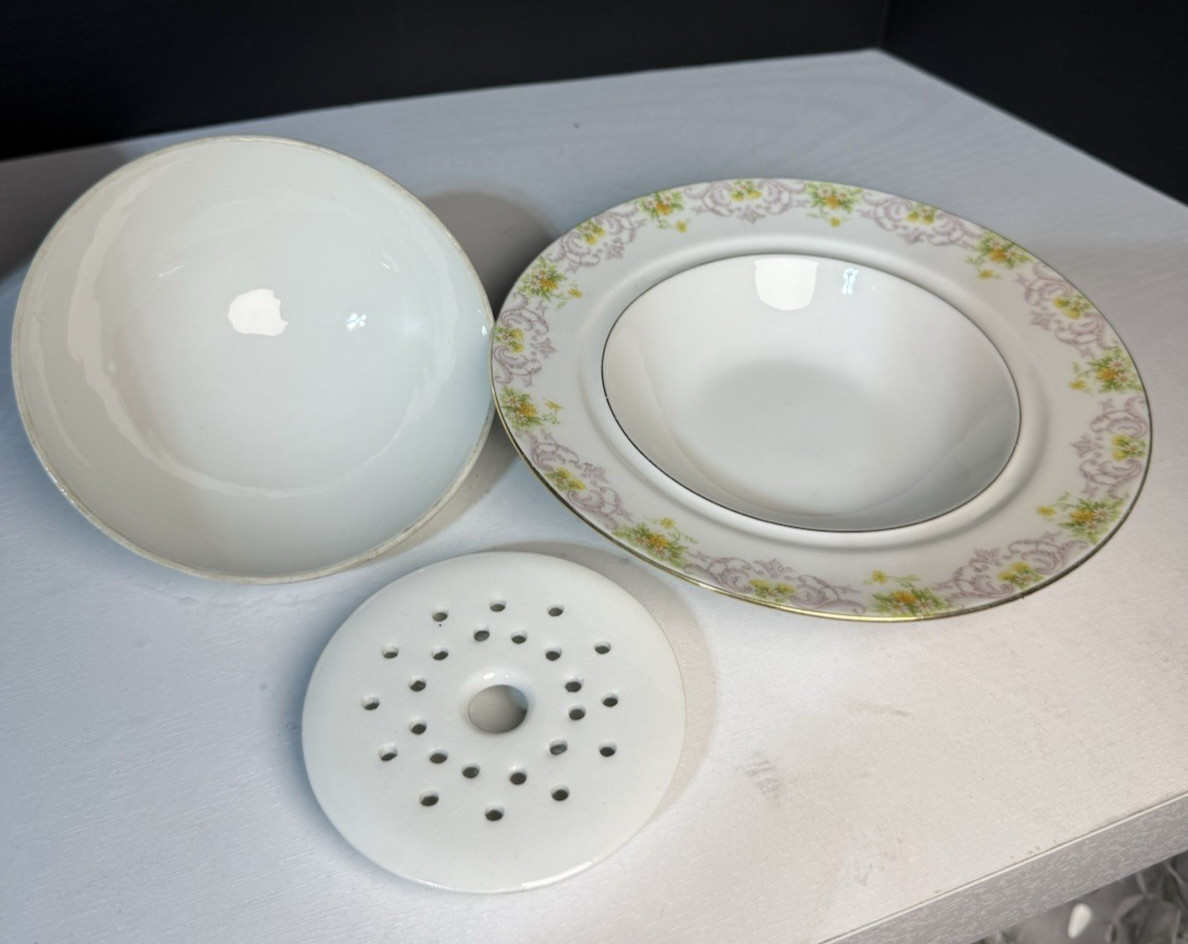 French Bawo Dotter Elite Works Limoges BWD647 Round Butter Lid And Strainer