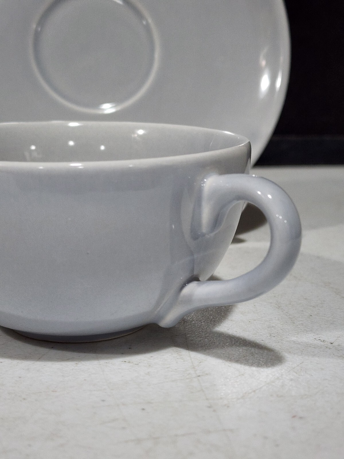 HOLLYDALE GRAY/BLUE California Malibu Modern Pottery Tea Cup & Saucer Set