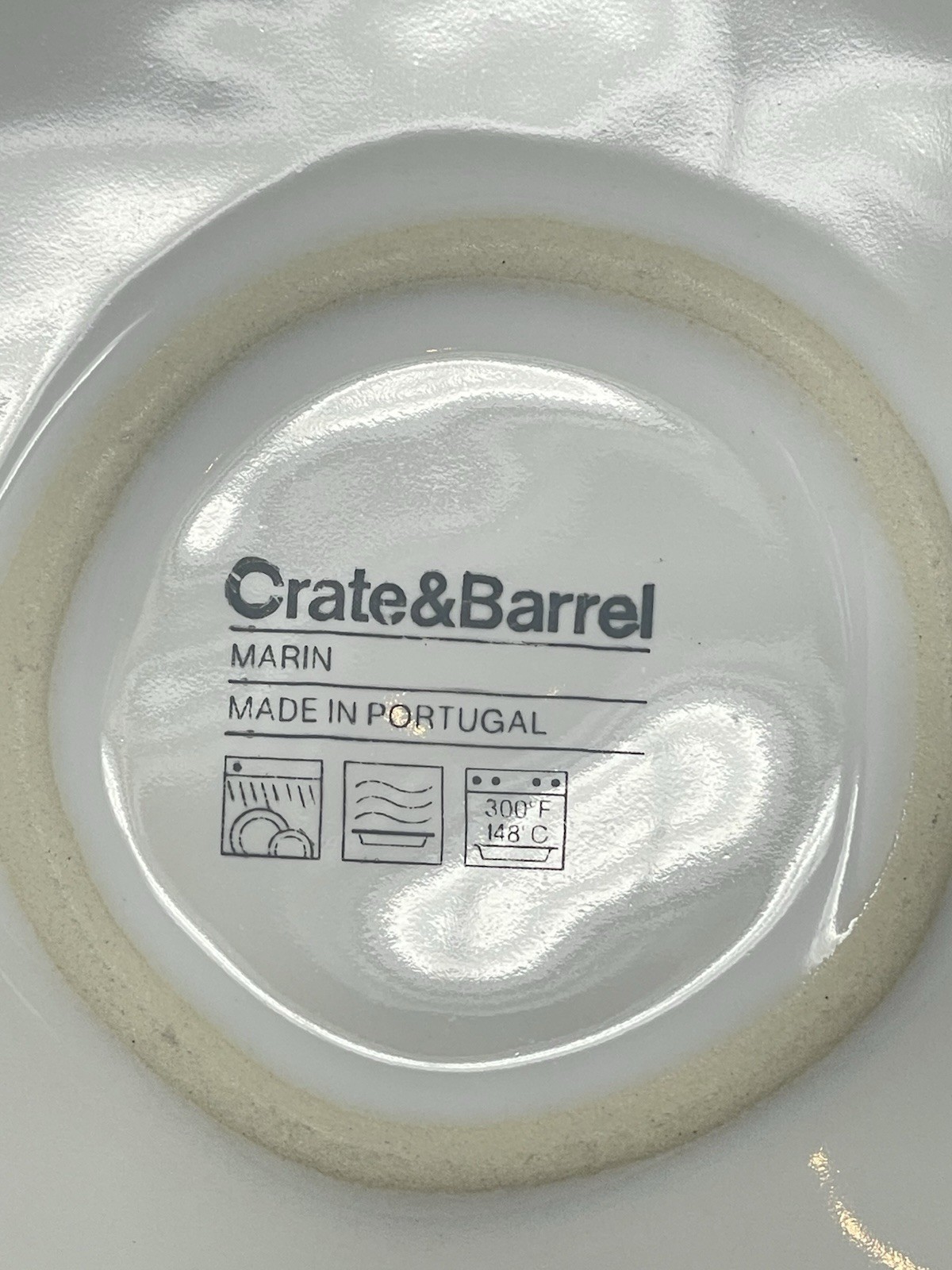 One Crate And Barrel Dinner Plate 10 1/2″ Marin White Artisanal Asymmetrical