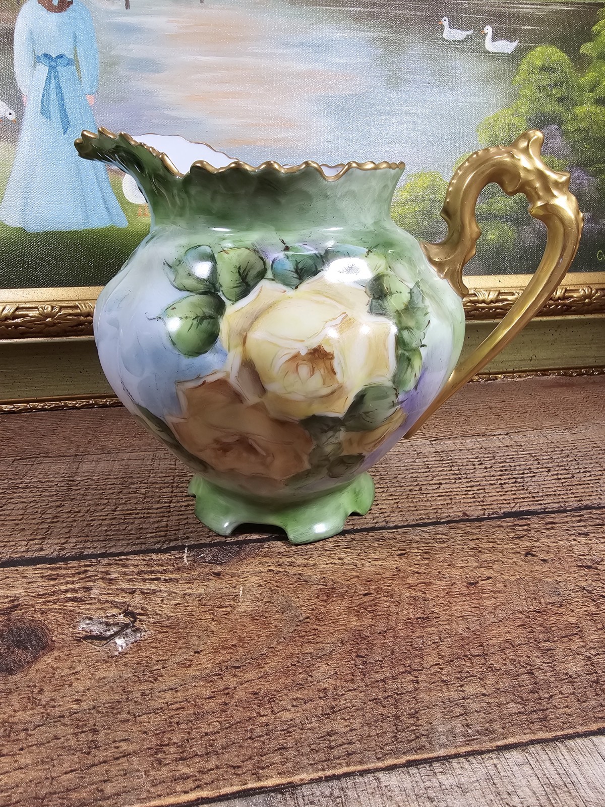 VTG Handpainted Signed Water Pitcher, Dan Elda 1963, READ DESCRIPTION