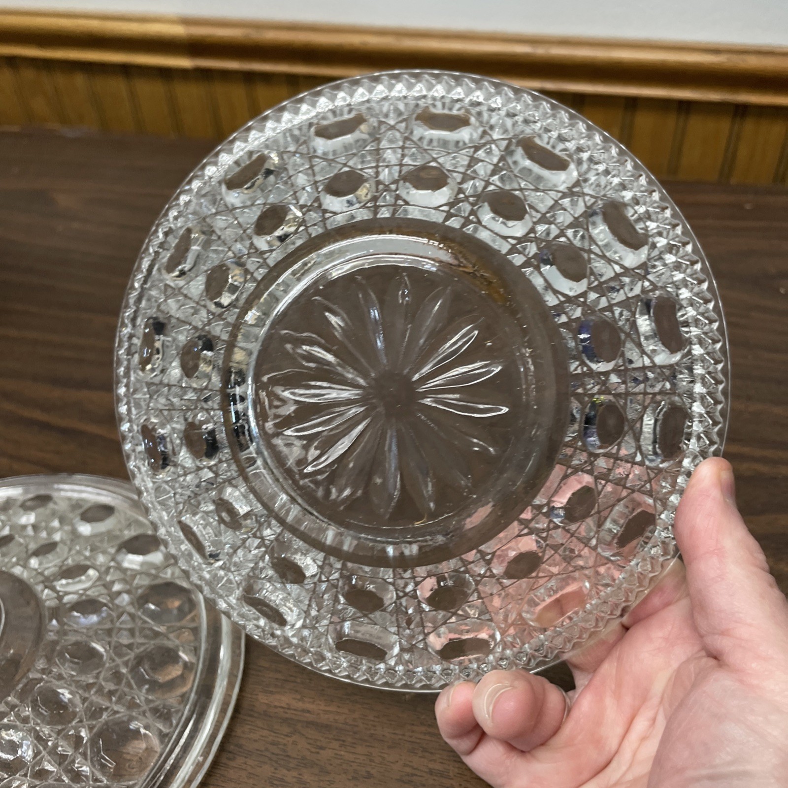 Vintage Federal Glass Candy Dish Windsor Clear with Lid Excellent No Chips