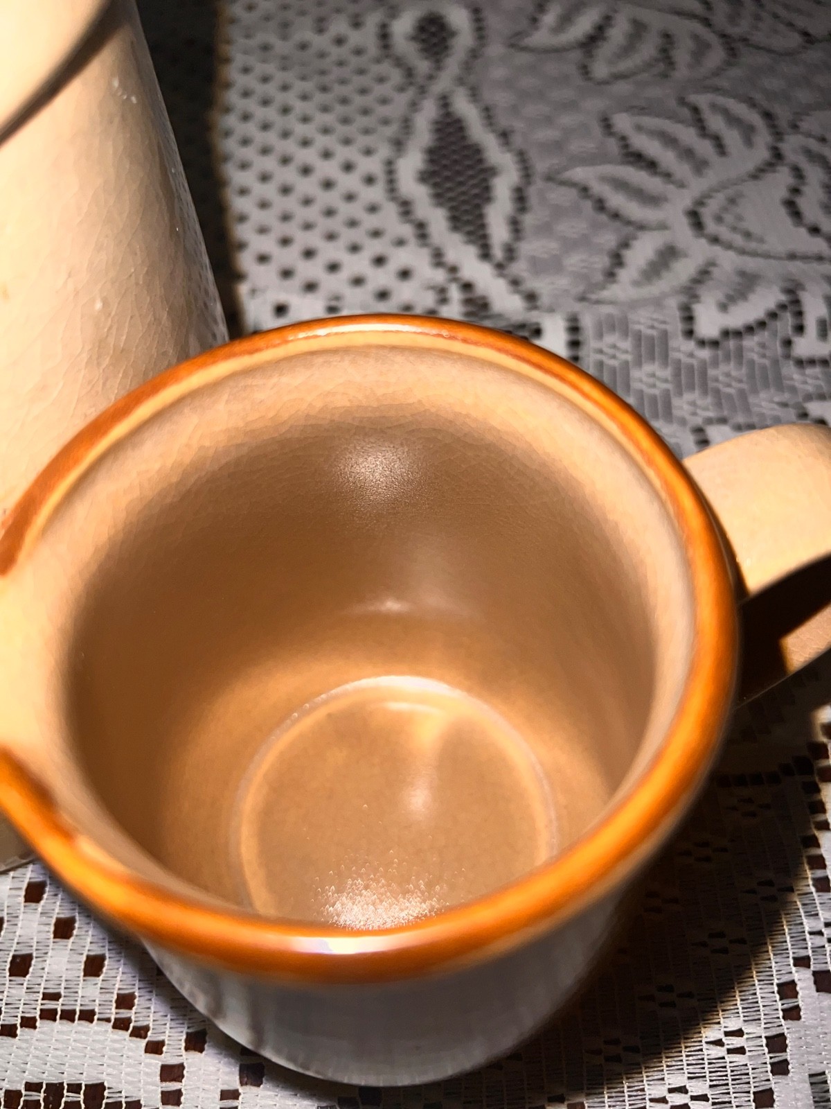 Vintage Hearthside Japan Creamer & Rustic Signed Lemon Pottery Crock Set