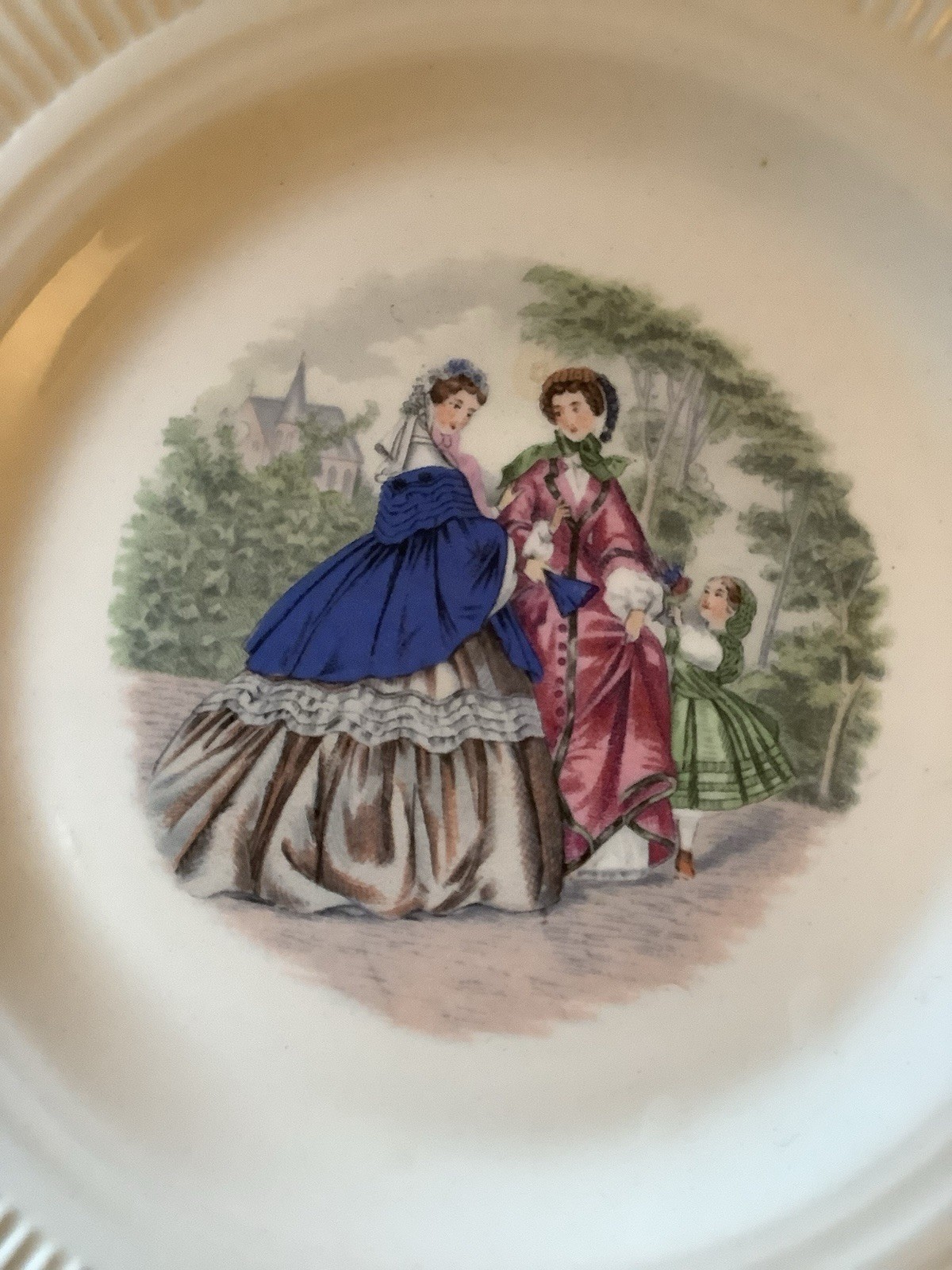 Vintage SALEM CHINA Godey Prints Ribbed Rim Bread Butter PLATE Victory Style