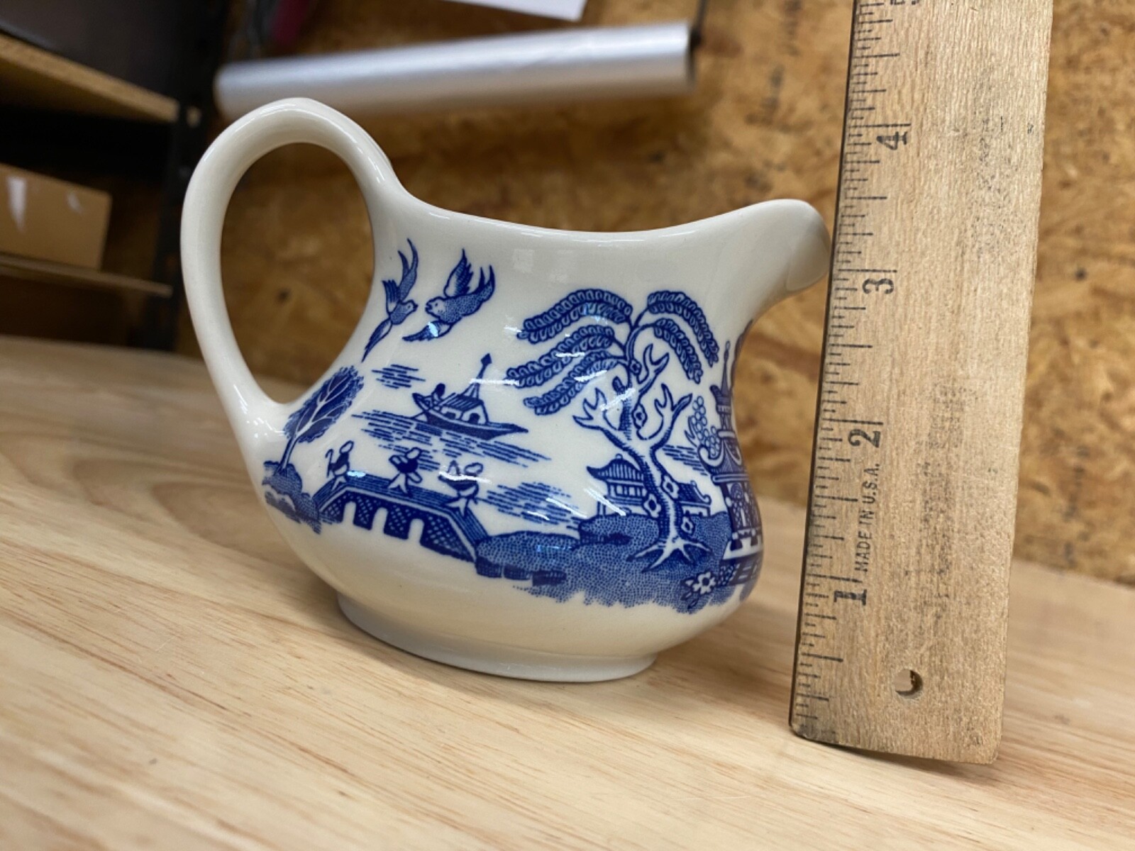 Old Willow English Ironstone Tableware Creamer and saucer Vintage