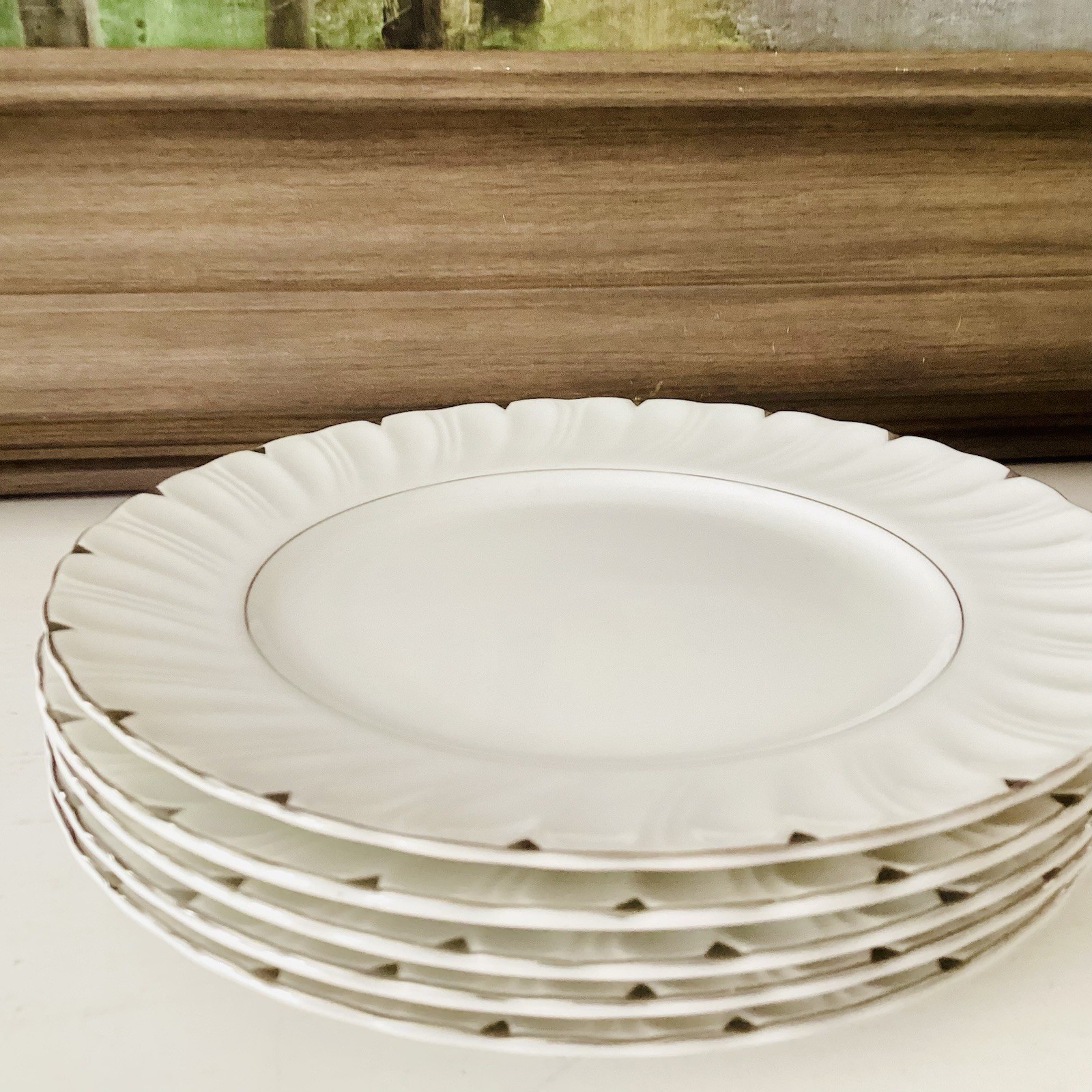 Harmony House Fine China Heirloom 7” Salad Plates 3512 Set of 6 Japan Platinum