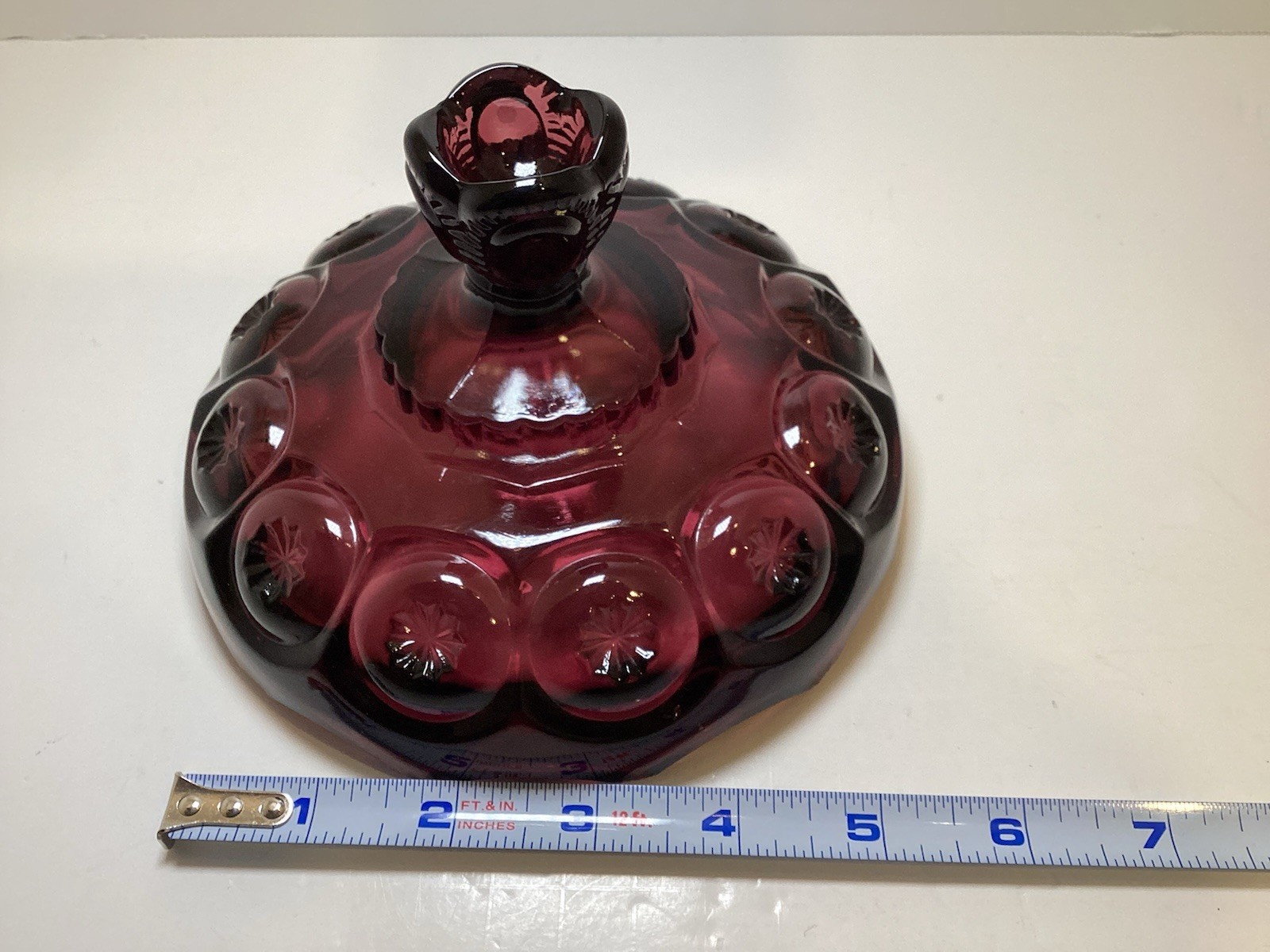Vintage LE Smith Moon & Stars Amethyst Purple Glass Candy Dish LID ONLY *CHIPPED