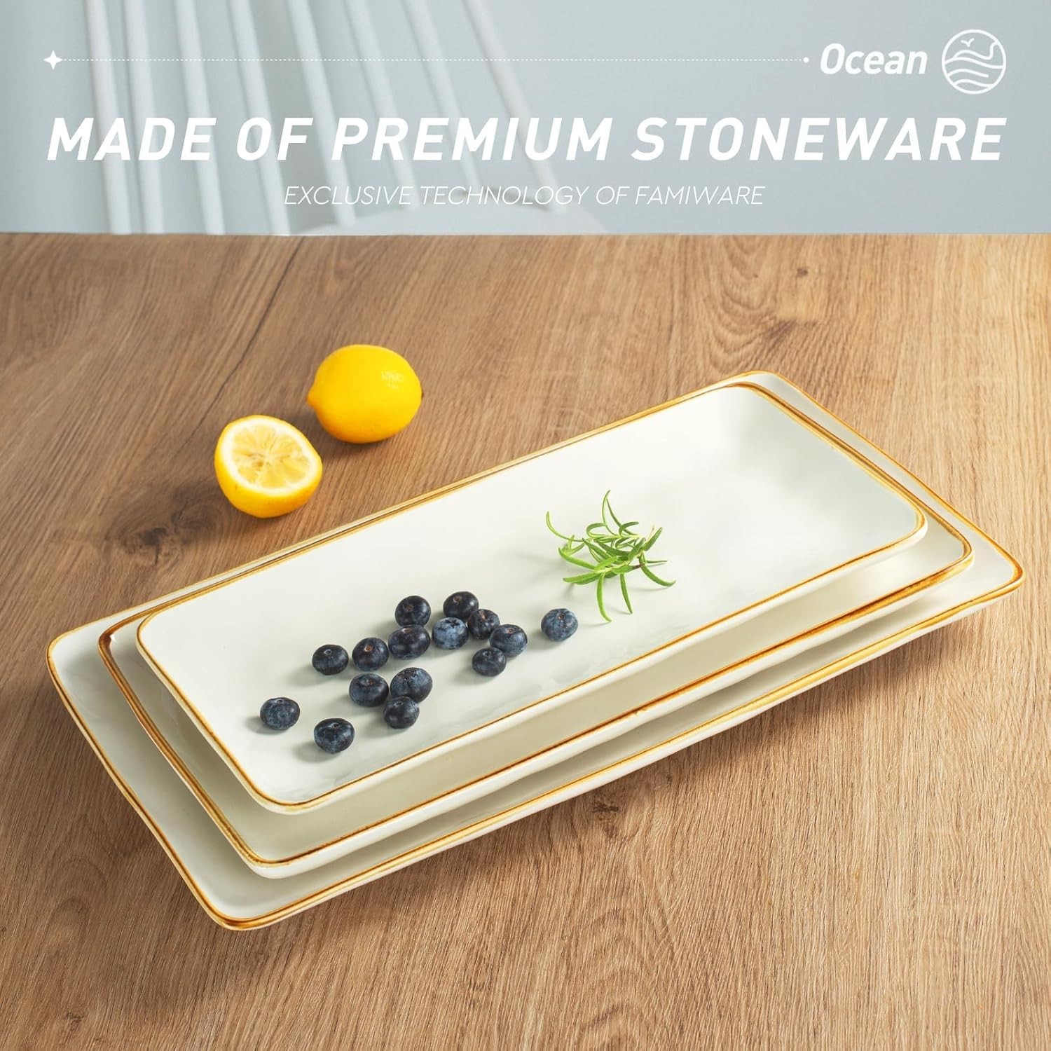 Serving Platter, Rectangular 15.67/14.1/12.6inch Serving Dishes for Entertain…