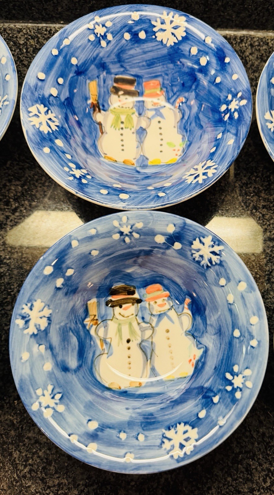 Lot of 6 Tabletops Unlimited Snow Family 7 1/4” Soup Cereal Bowl Christmas 2003