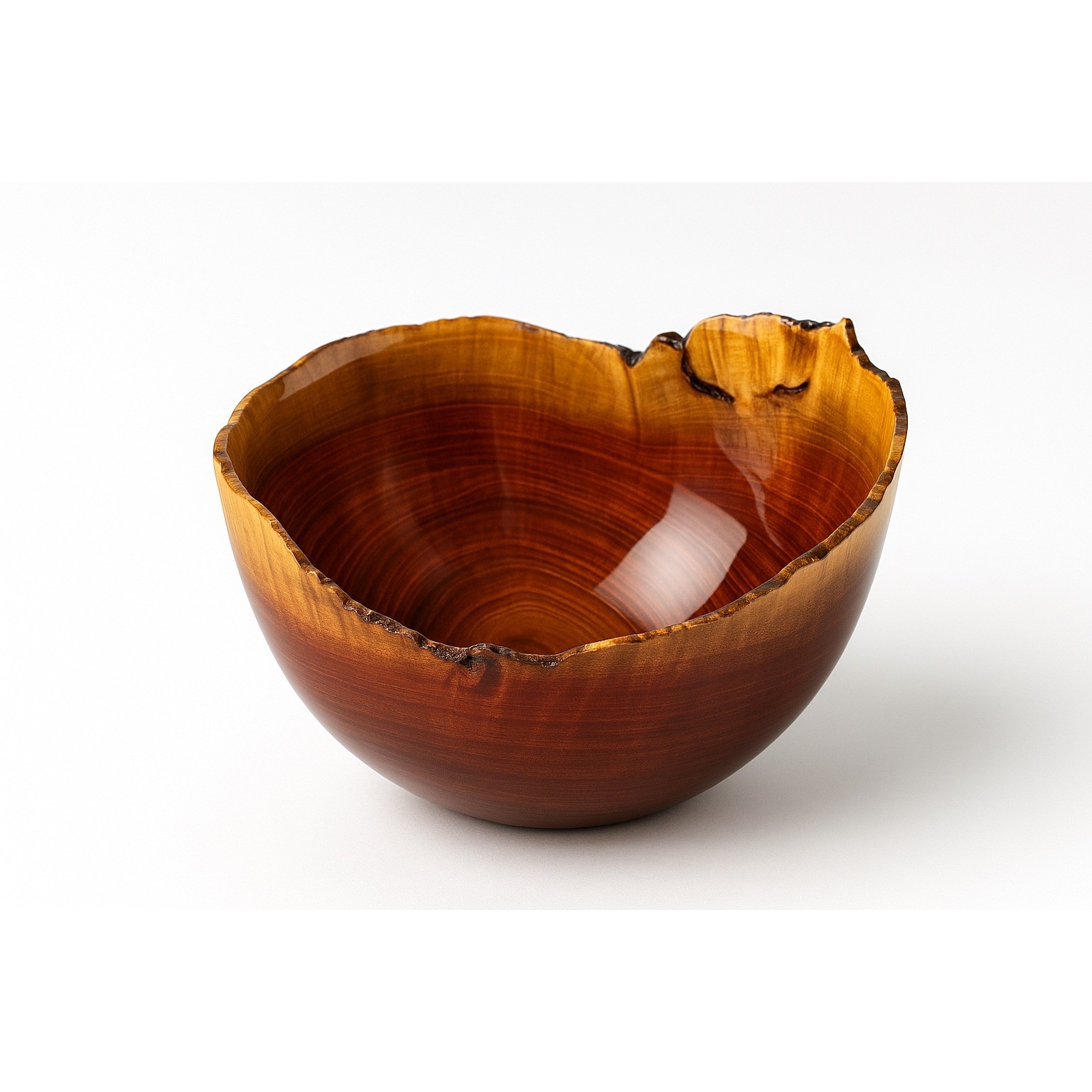 Signed Natural Edge Carob Wood Bowl Jeff Davison 2008 Hand-Turned
