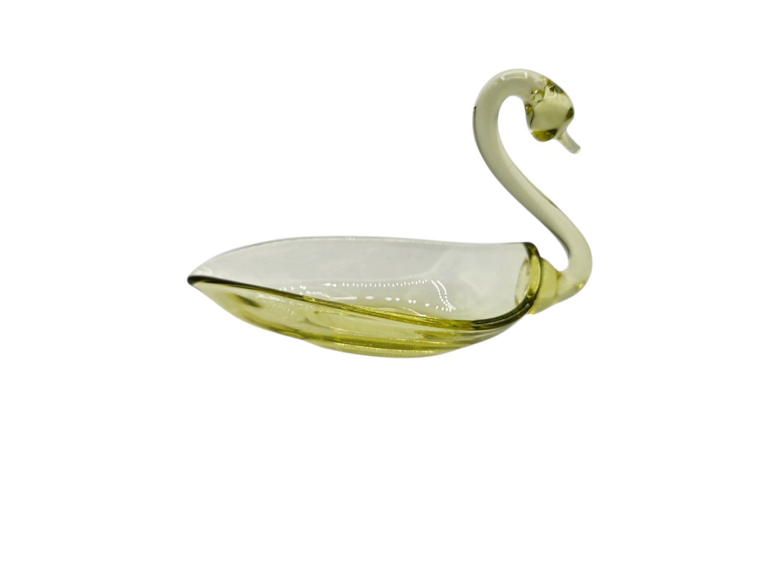 1940s Duncan & Miller Yellow Swan Art Glass Dish Pall Mall Small 5in
