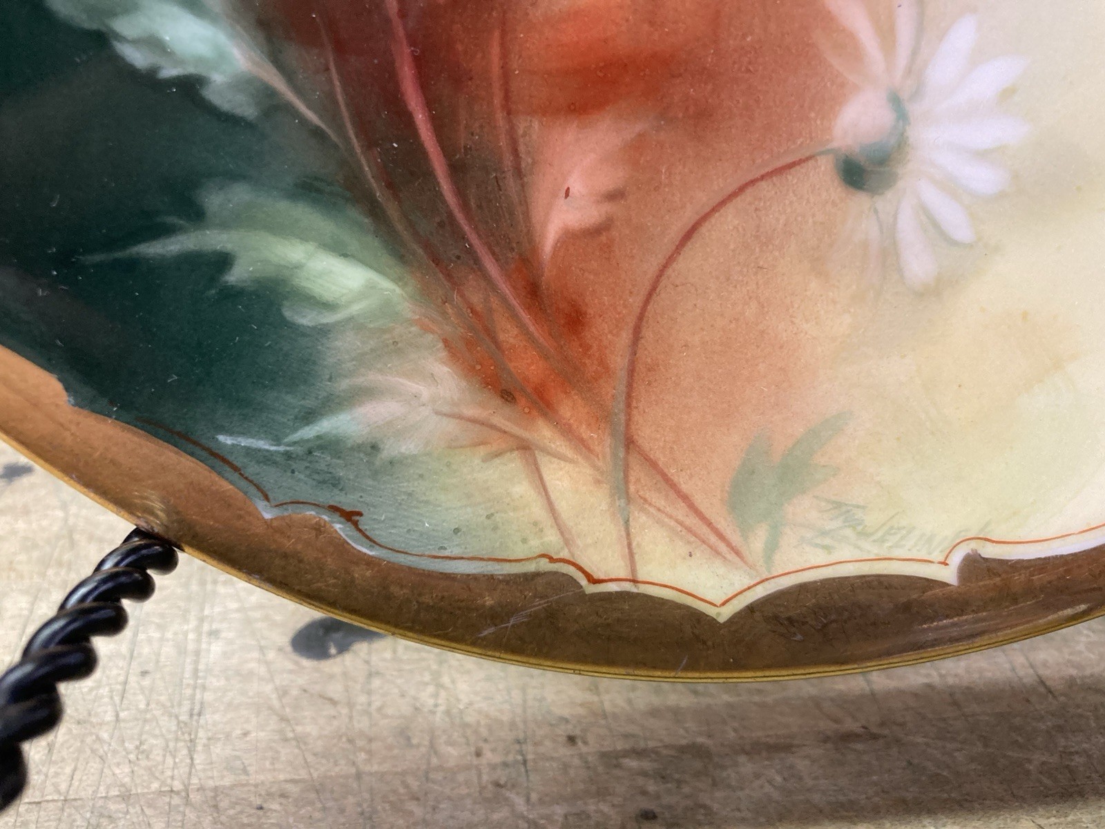 Antique Hand Painted Signed J P Limoges / Pickard China Plate / Dasies
