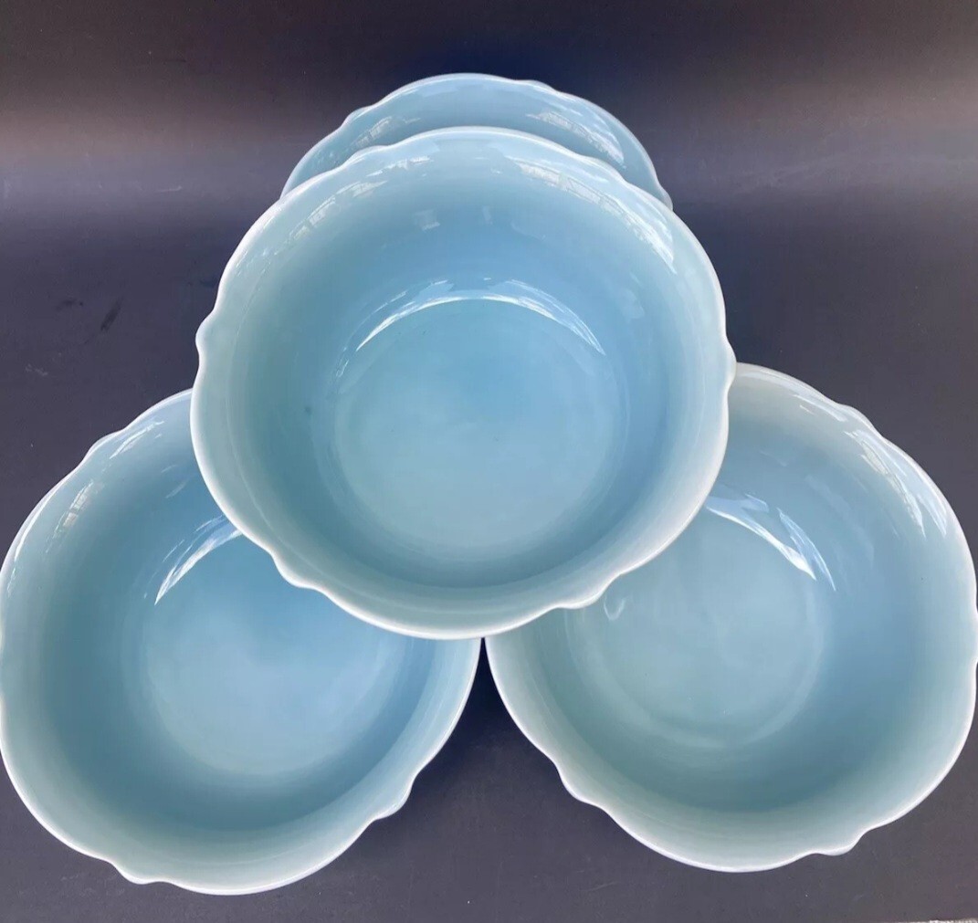 4 Threshold Stoneware Wellsbridge Aqua Blue Cereal Soup Salad Bowls 7”