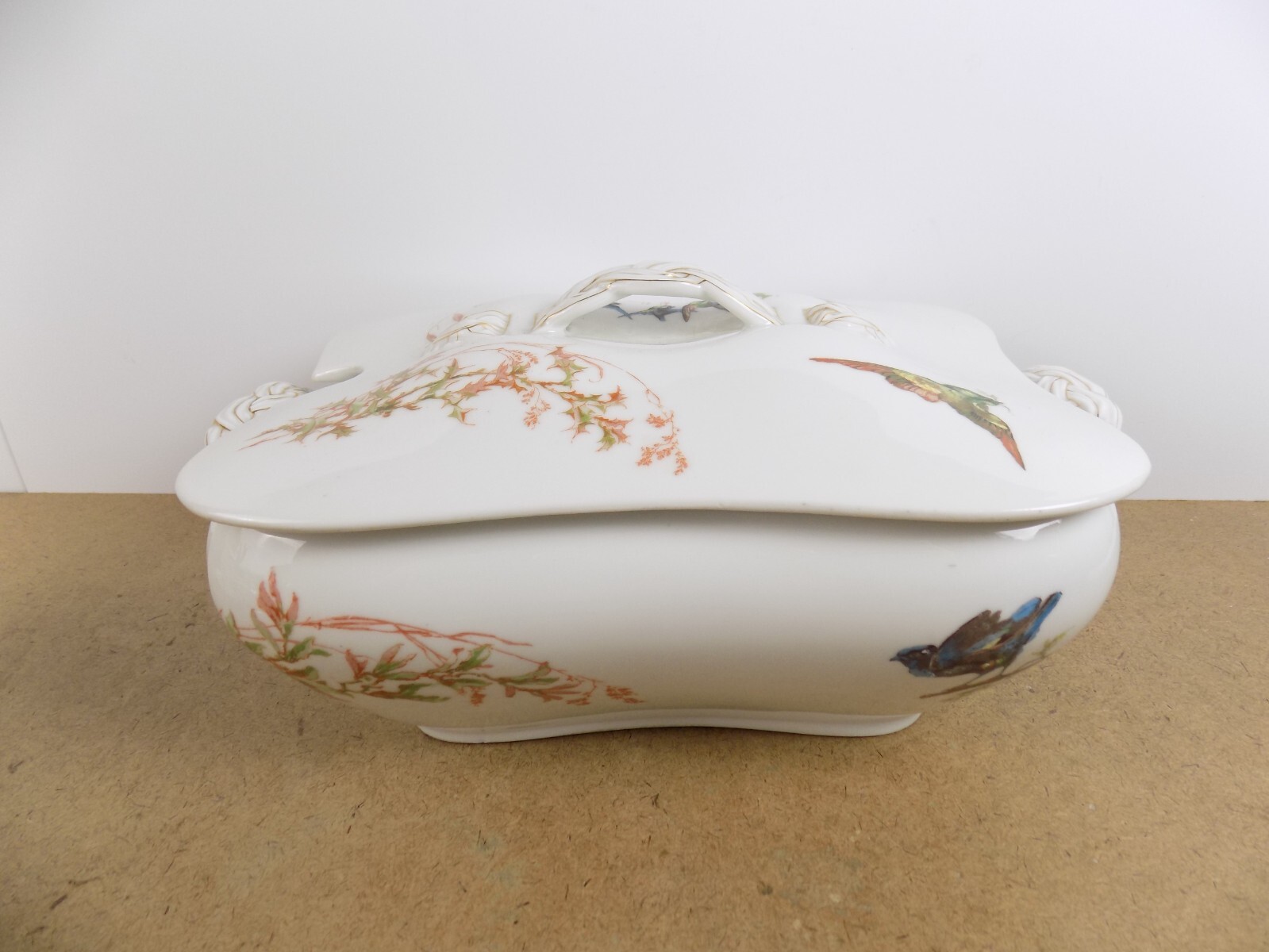 Haviland & Co. Limoges Porcelain Meadow Visitors Tureen Serving Bowl Birds