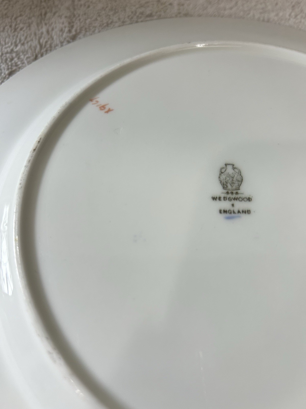 Wedgwood Bone China Dinner Plates Blue With Gold Trim. 10 1/4 Inches