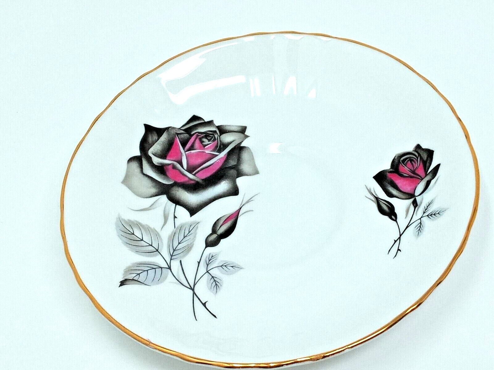 Royal Grafton Tea or Coffee Cup Saucer Black Rose Set Bone China Made in England