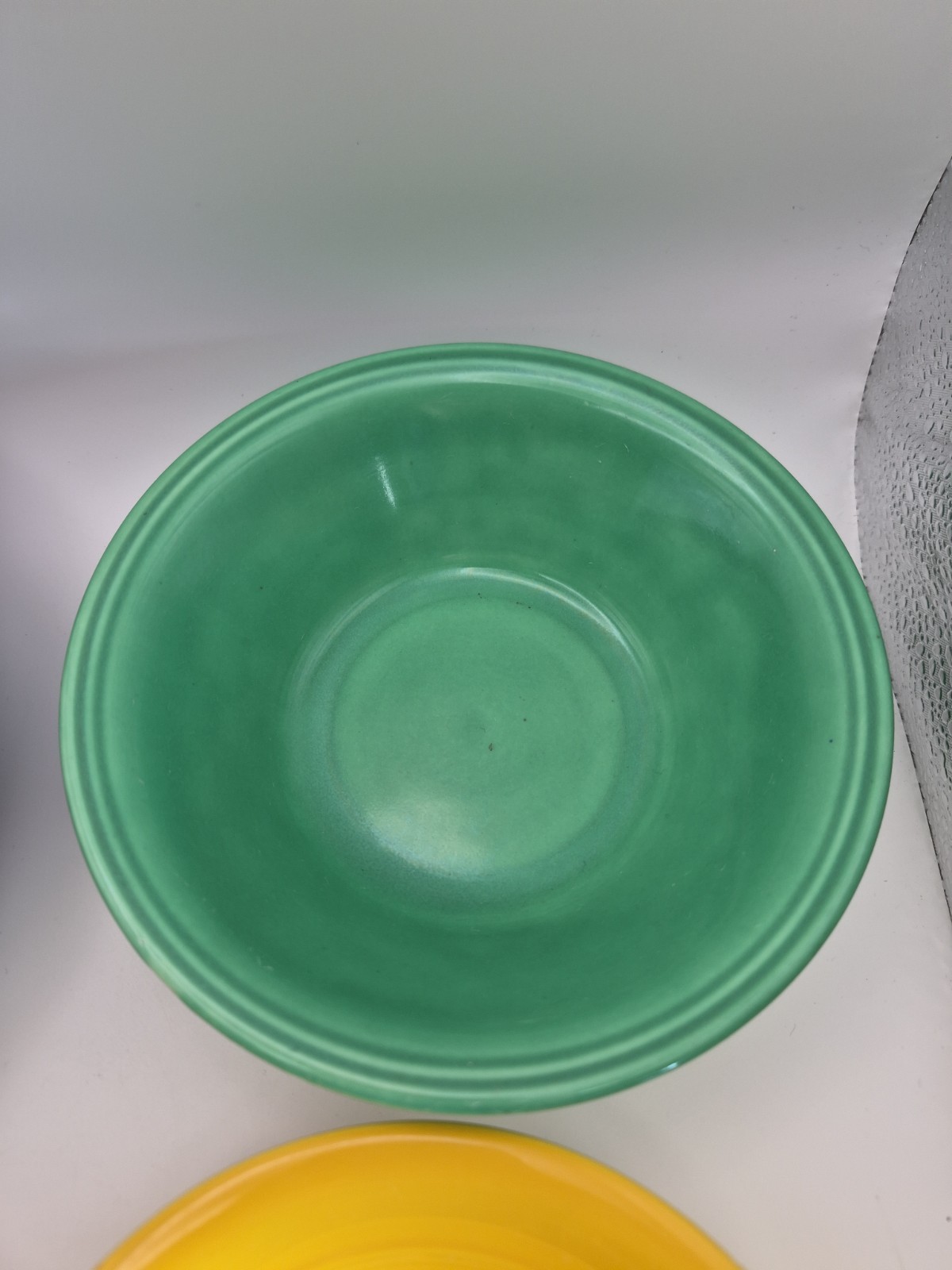 4 Vintage Ceramic Primary Stoneware Bowls Unmarked ~Cobalt Blue ~Green ~Yellow