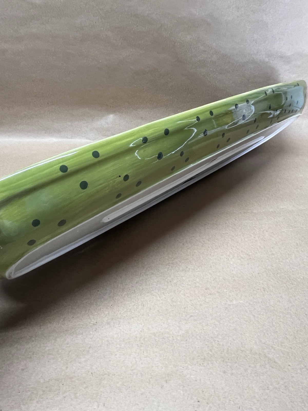 Romy & Clare Fenton Green Pear LONG BIG Rectangular Dish Platter Tray 2007 24”