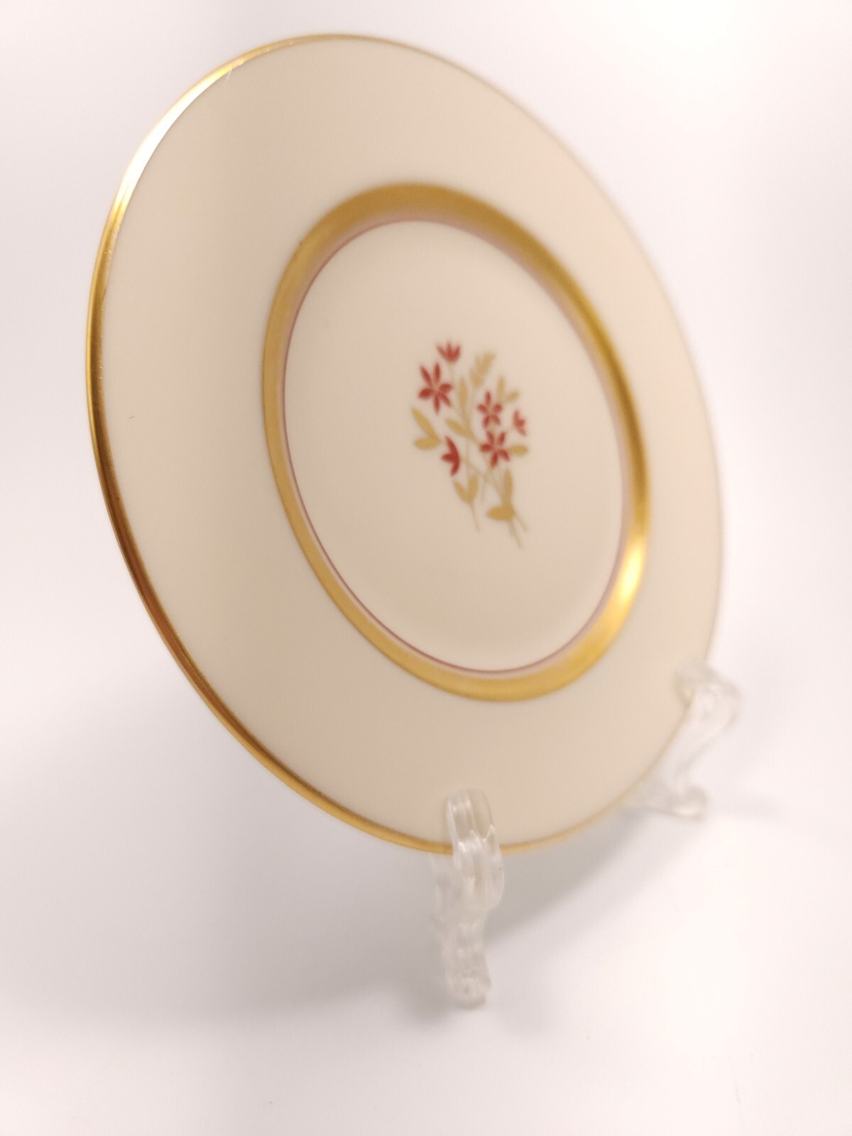 Lenox Nydia Bread and Butter Plate 6.25in Ivory Rust Gold Flowers ca 1940