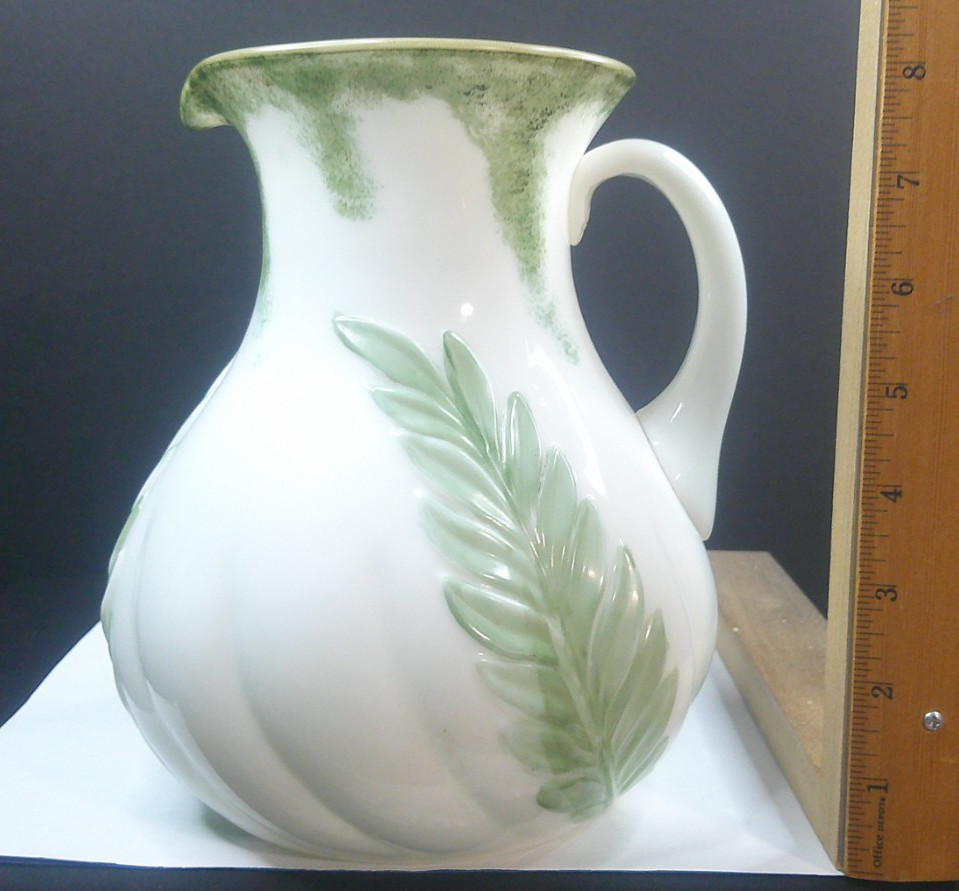 Single Leaf Swirl, Bonita Glass Co, Pitcher & Tumbler, EAPG, c1899, USA, ExCd