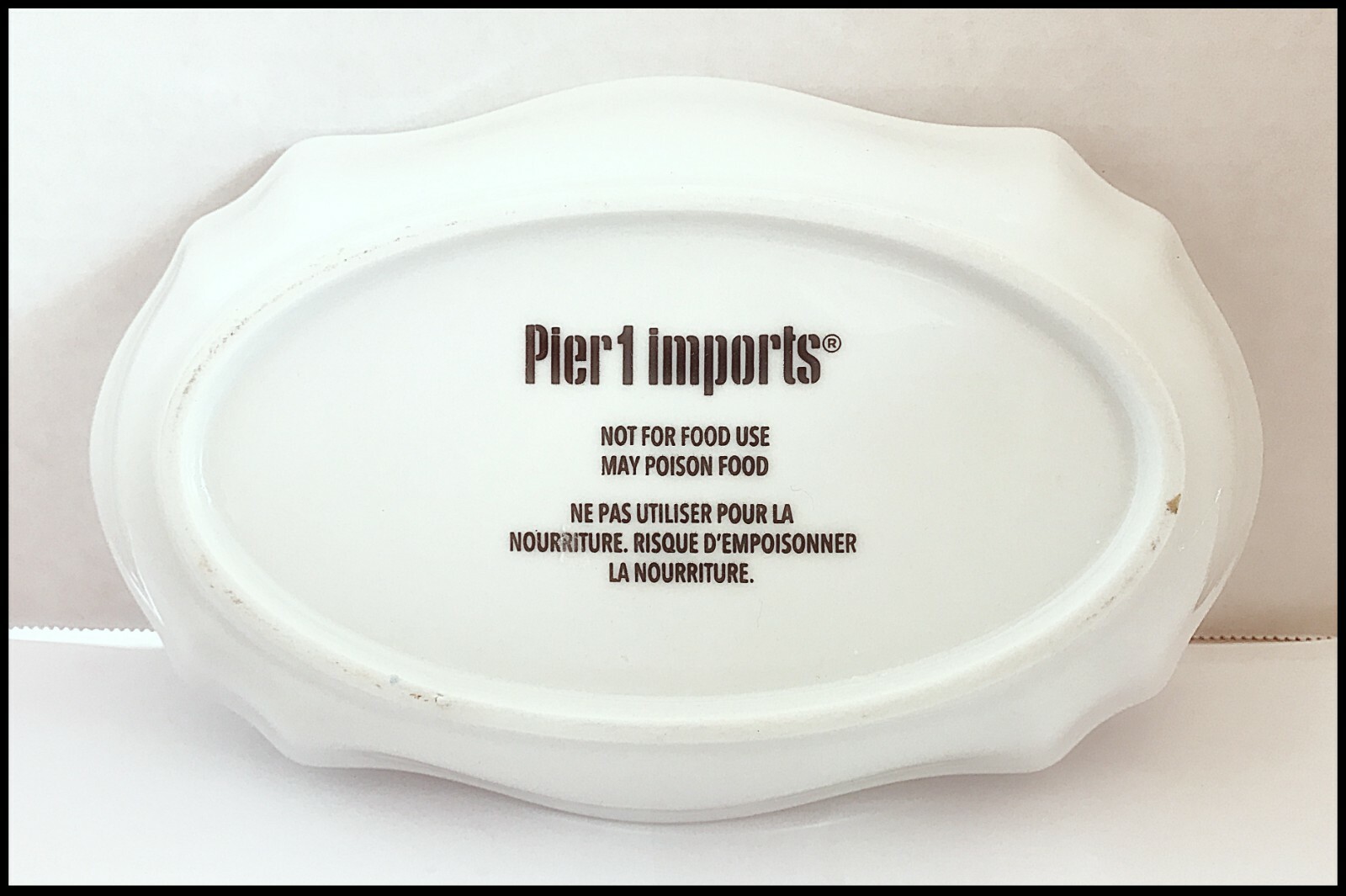 Pier 1 Art Dish White Porcelain 8″ Decorative Very Good Condition Not for Food
