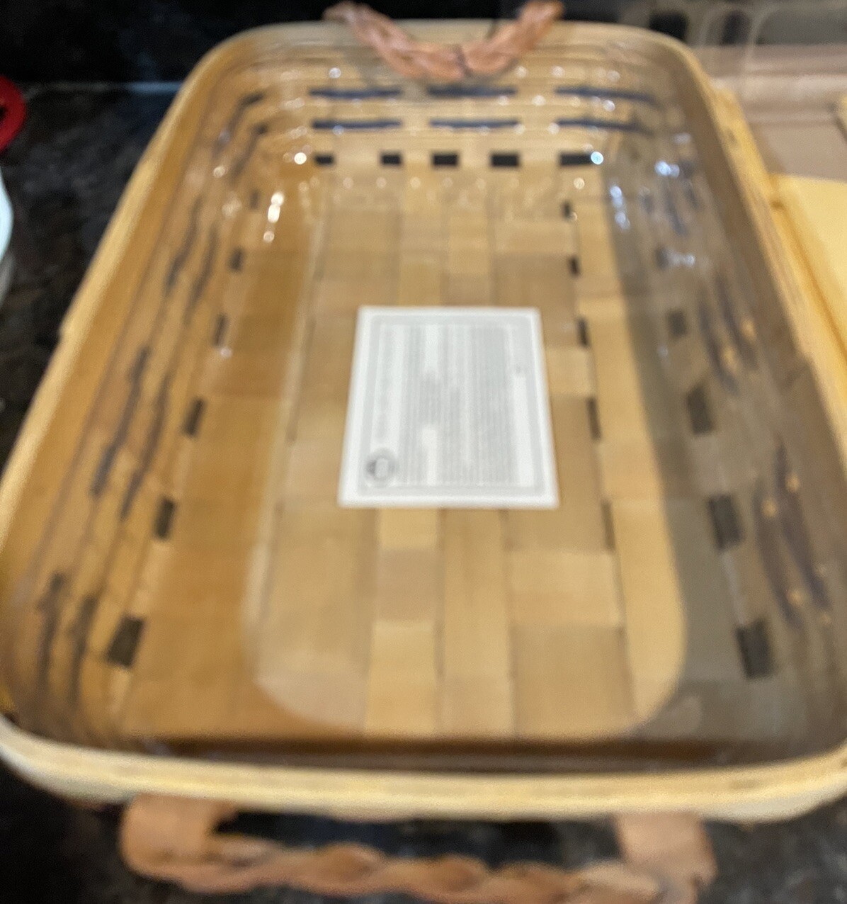 USA Peterboro Basket Co. 1854 Leather Handles, 2 Liner, Cutting Board 19x 13 x 4