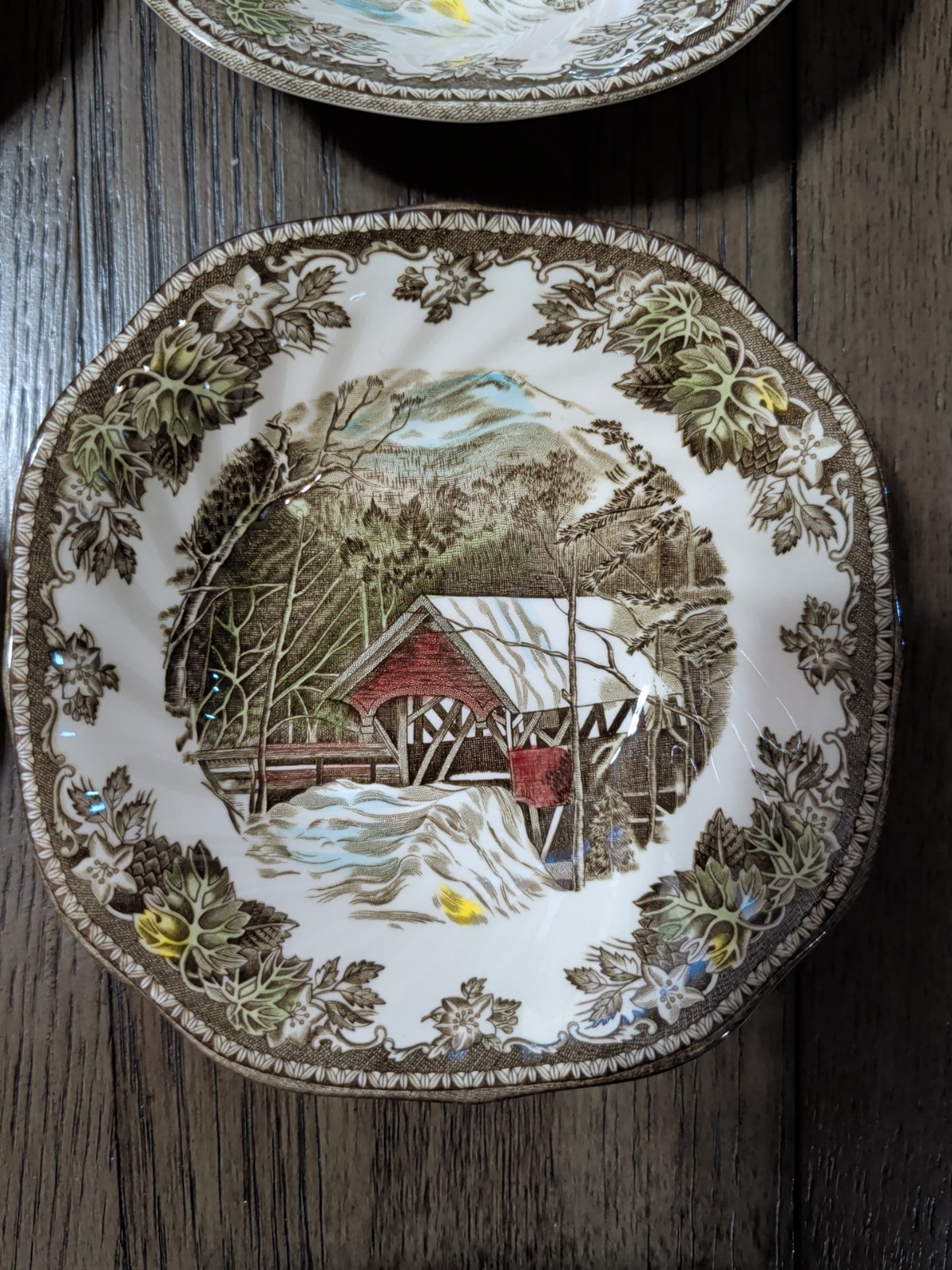 Set Of 8 Johnson Bros Bowls, The Friendly Village, “Covered Bridge” 6 Inch