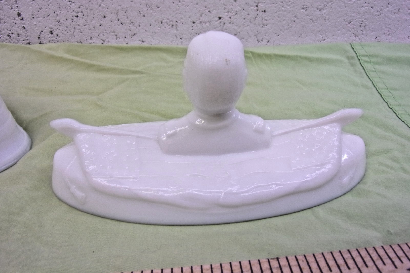 White Milk Glass Covered Candy Dish Admiral George Dewey Circa 1899