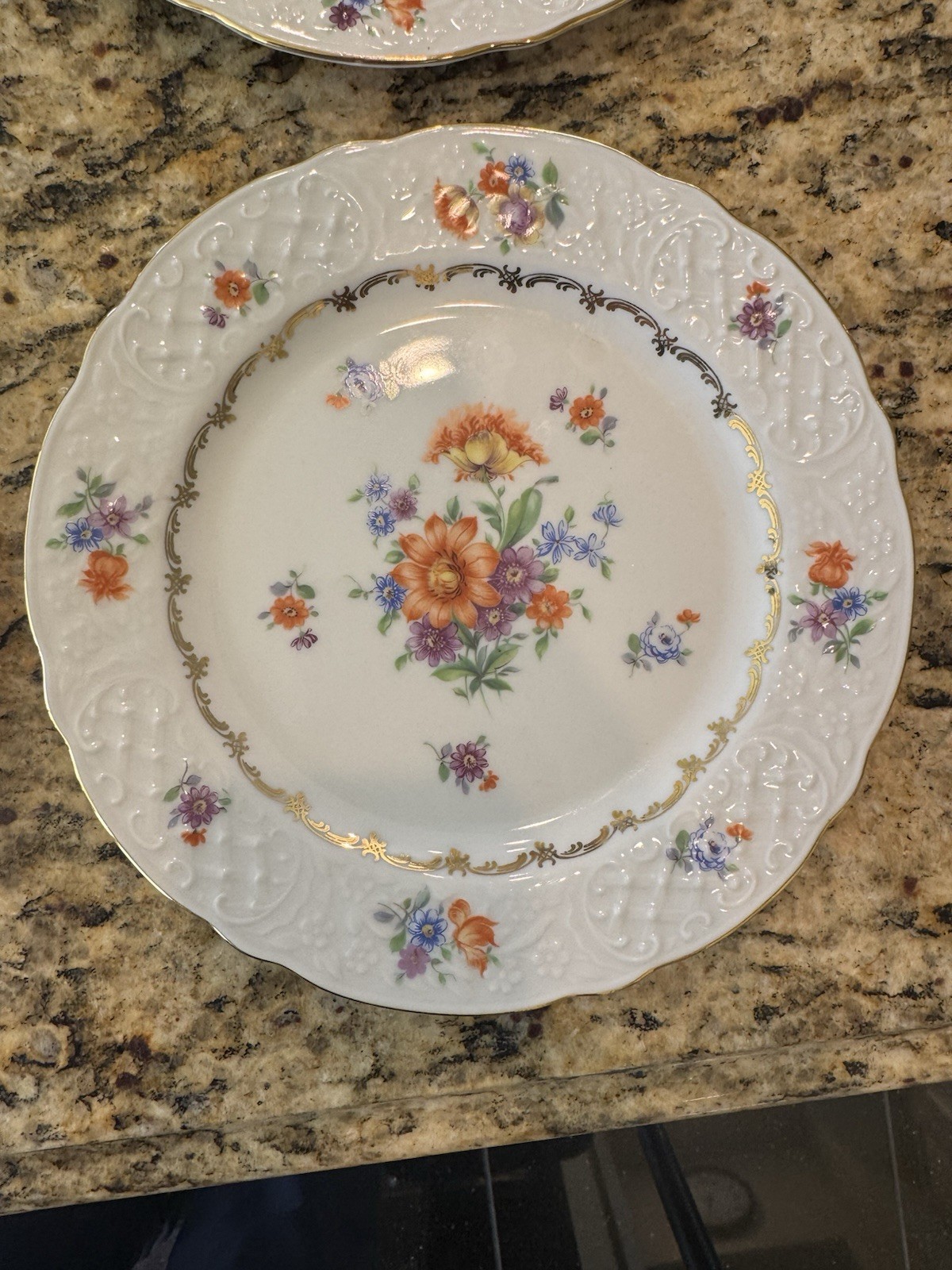 Schumann Bavaria Bouquet Orange Yellow Purple Flowers 7 ¾” Salad Plate(s)