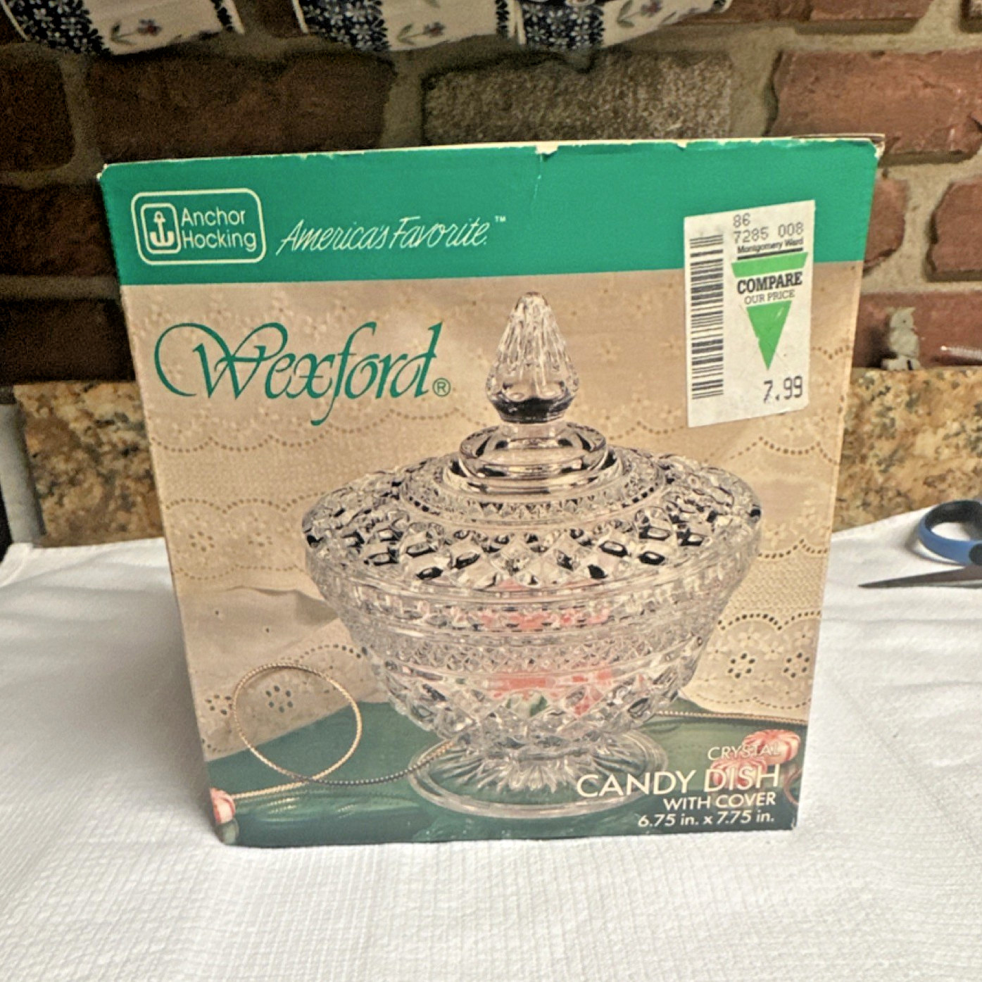 Vintage Anchor Hocking Wexford Clear Glass Candy Dish w/ Lid 6.75 x 7.75 in USA