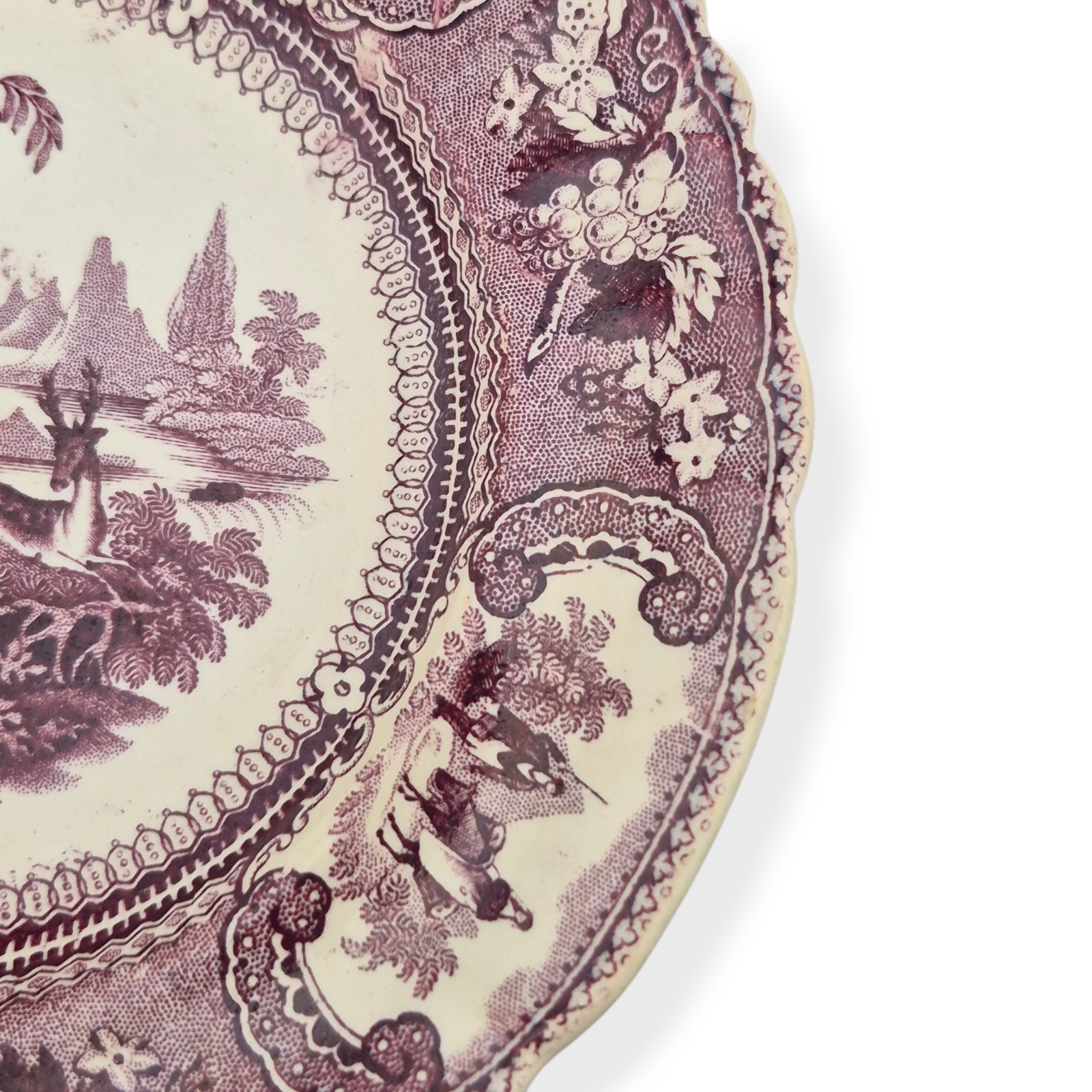 Antique Enoch Wood Belzoni Mulberry Transferware Plate 8″ c.1830 Staffordshire