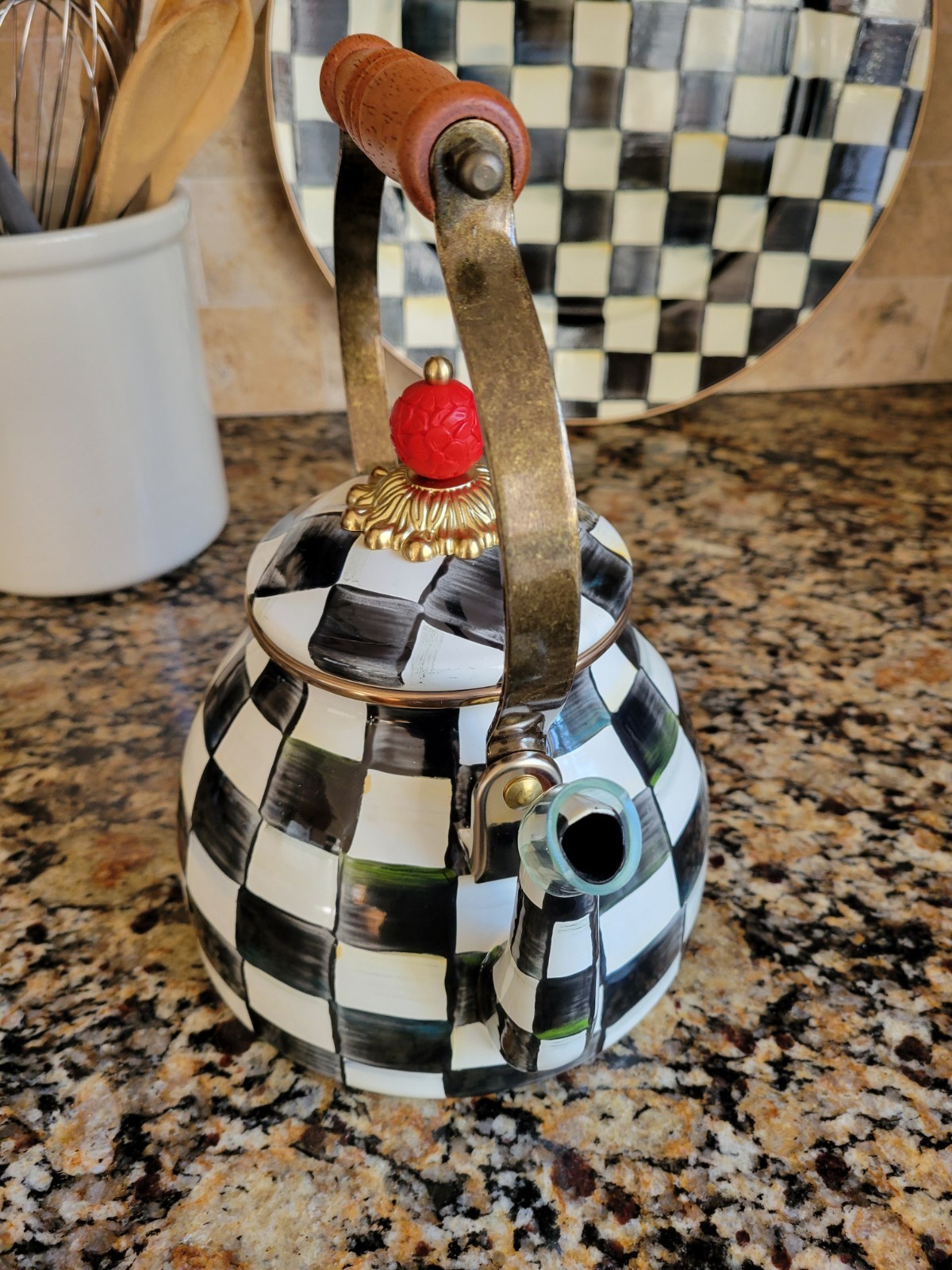 MacKENZIE-CHILDS 2 QT COURTLY CHECK TEA KETTLE NEW