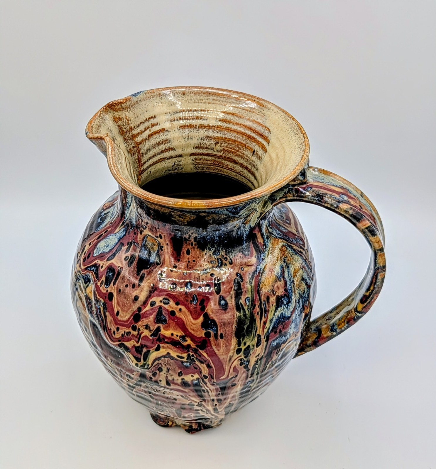 John Coburn JRC ’10 Studio Art Pottery 9″ Pitcher Tennessee Marbled Glaze