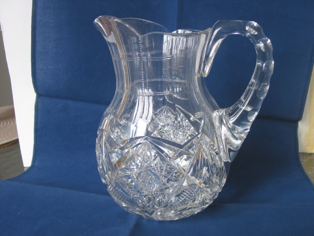 ABP Antique American Brilliant Cut Glass Jug Pitcher Great Condion 7.5 inches Ht