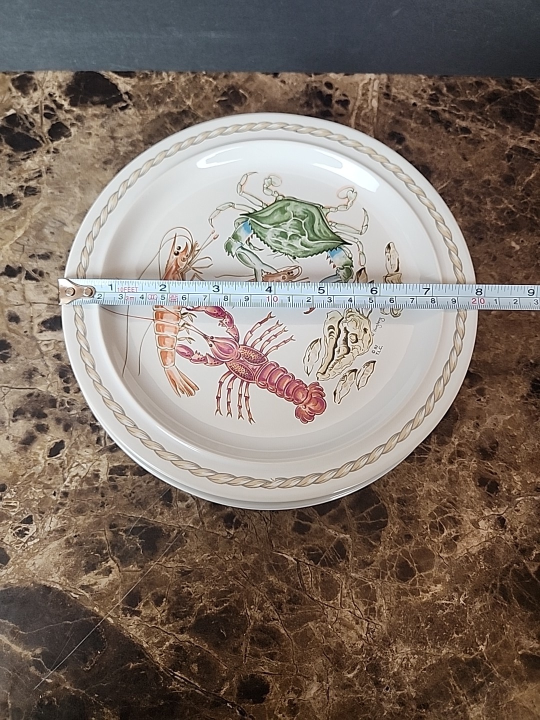 Set Of 6 Ljungberg Coquillage Salad Plates 7 7/8″ Seafood New Orleans