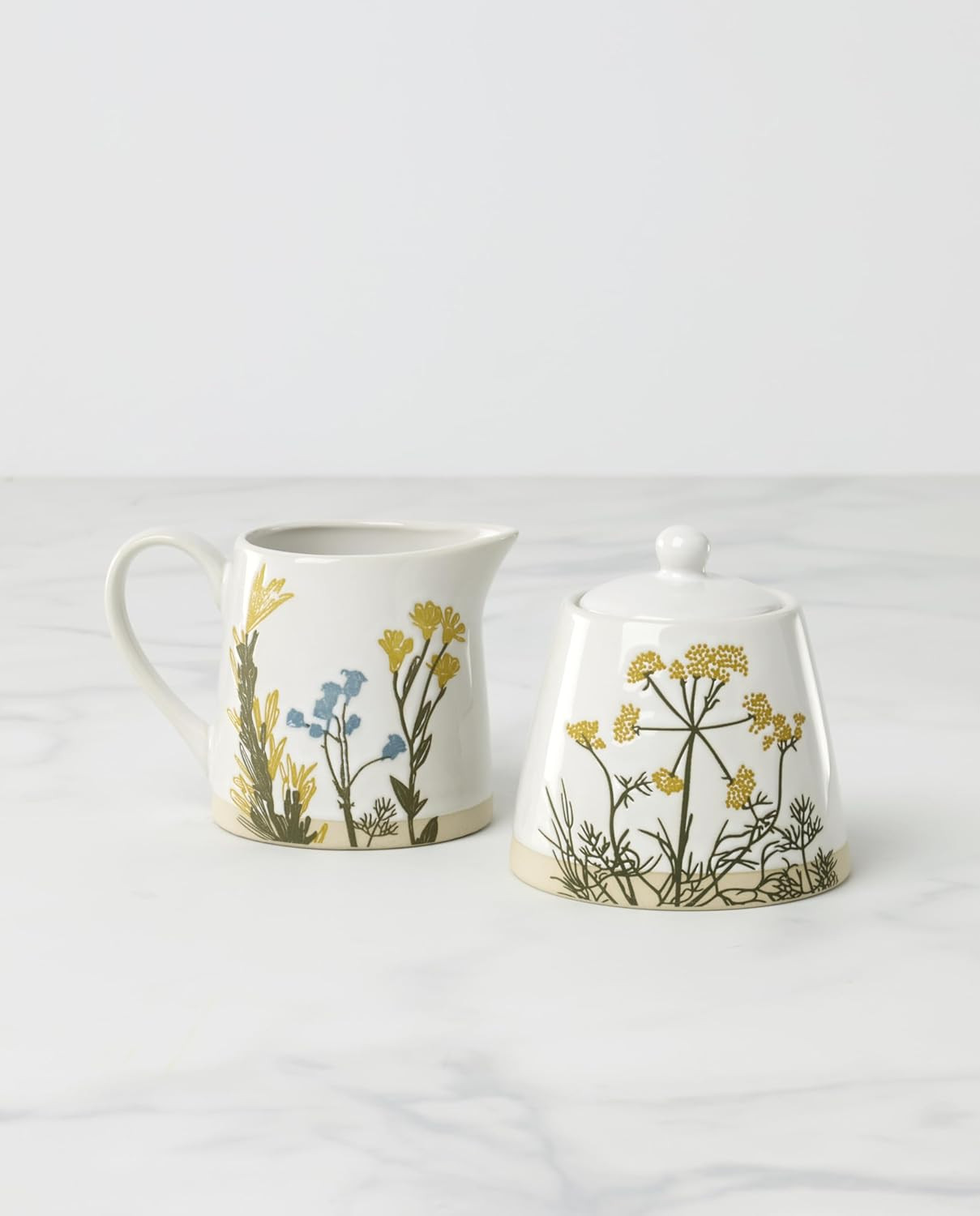 Kitchen and Dining, Wildflowers 2-Piece Sugar and Creamer Set, Stoneware Materia