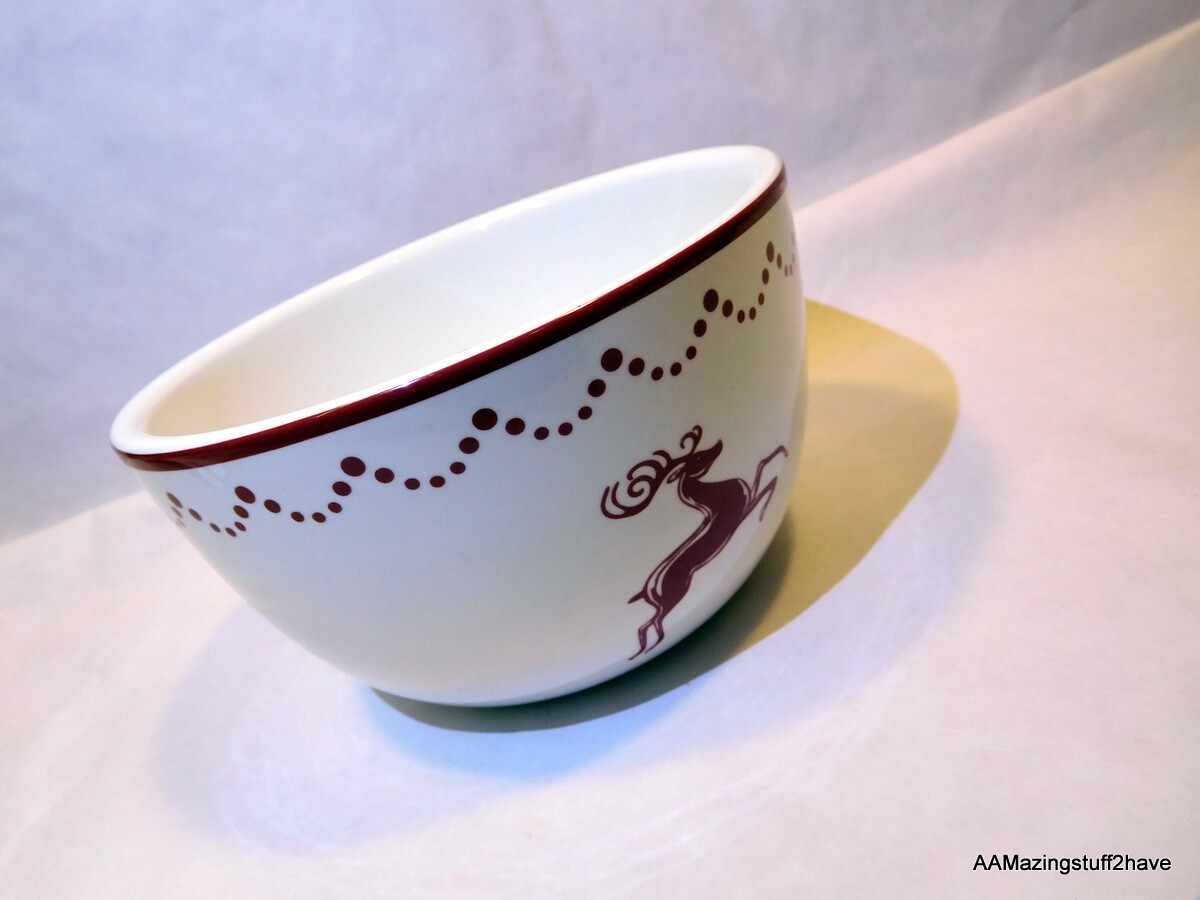 Holiday Home International Products Bowl Decor Reindeer Red & White 3”x5”