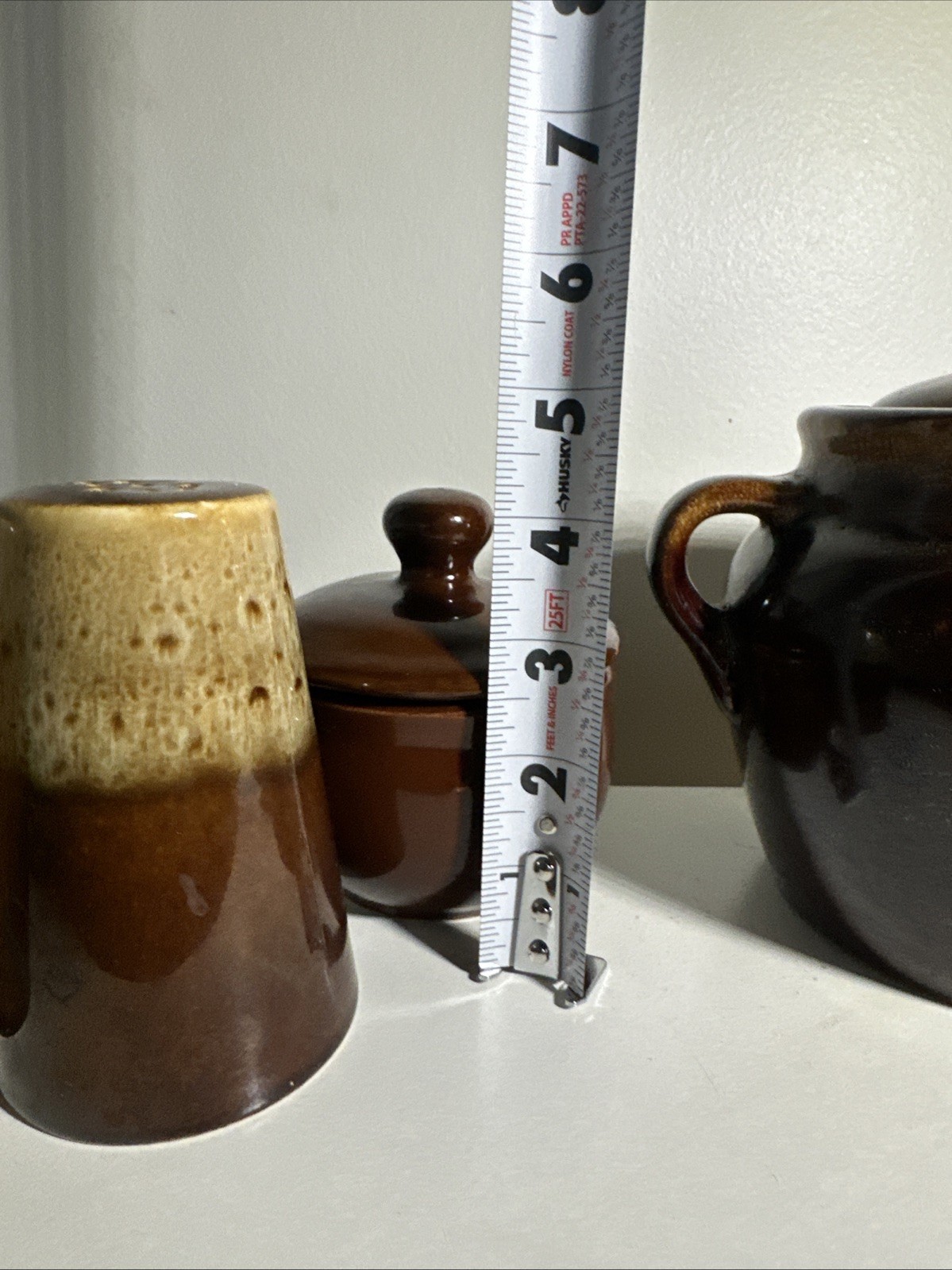 Vintage Brown Drip Glaze Pottery Set Of 5 USA Oven Proof