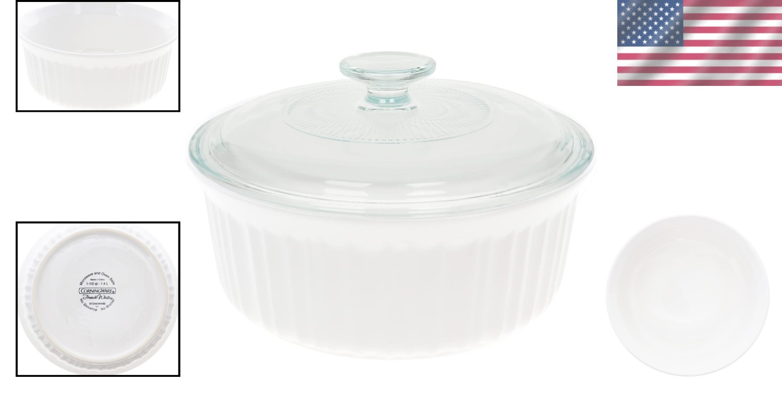 Stylish 1.5QT Round Casserole Dish & Fluted Glass Lid for Gourmet Cooking
