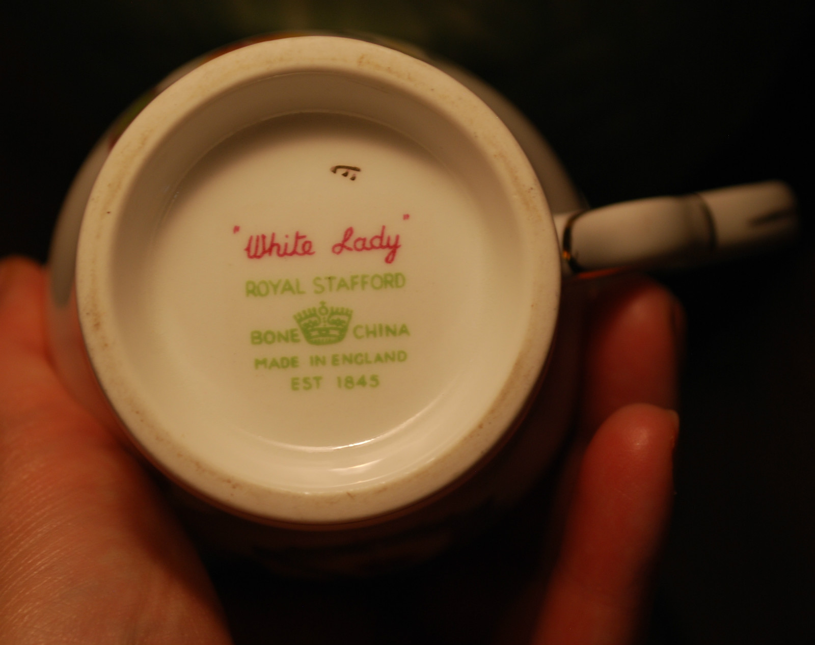 RARE “White Lady” Vintage Creamer PINK W ORCHID FLOWER Royal Stafford England