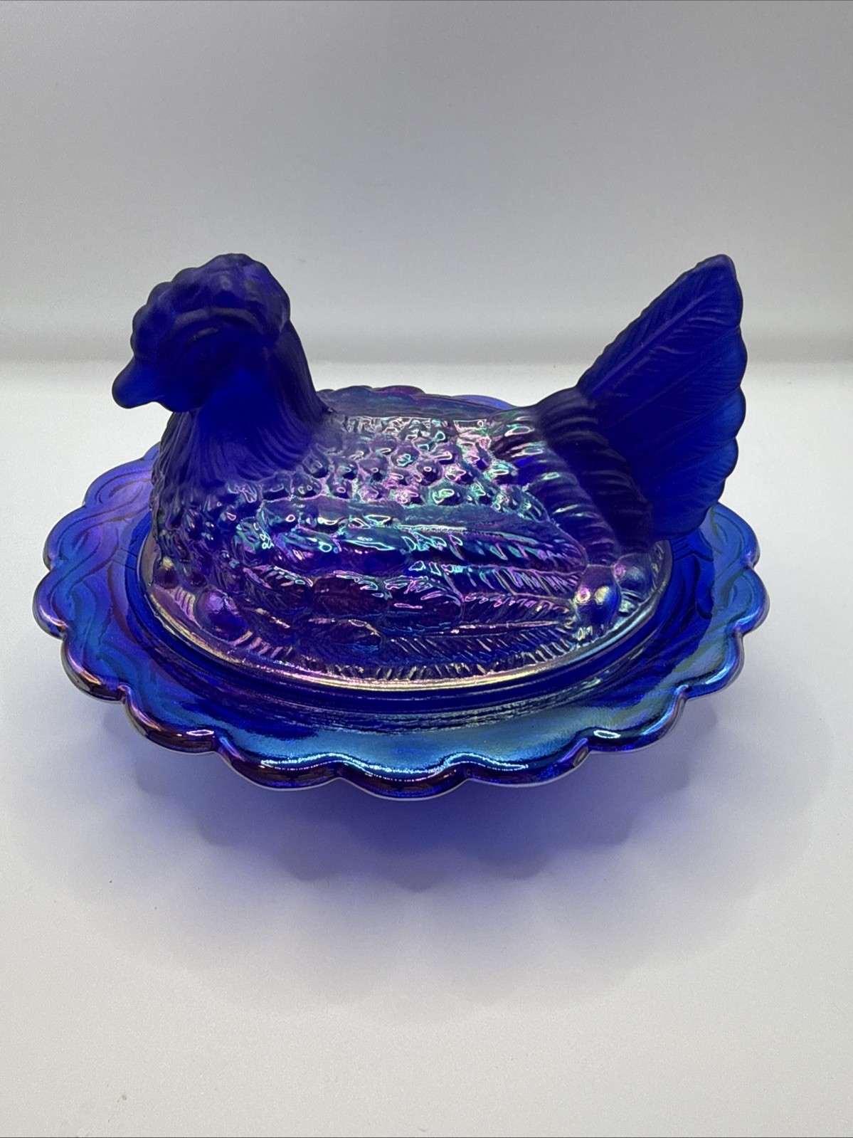 Mosser Limited Edition Signed Hen on Nest (64 of 100) Cobalt Satin Head And Tail