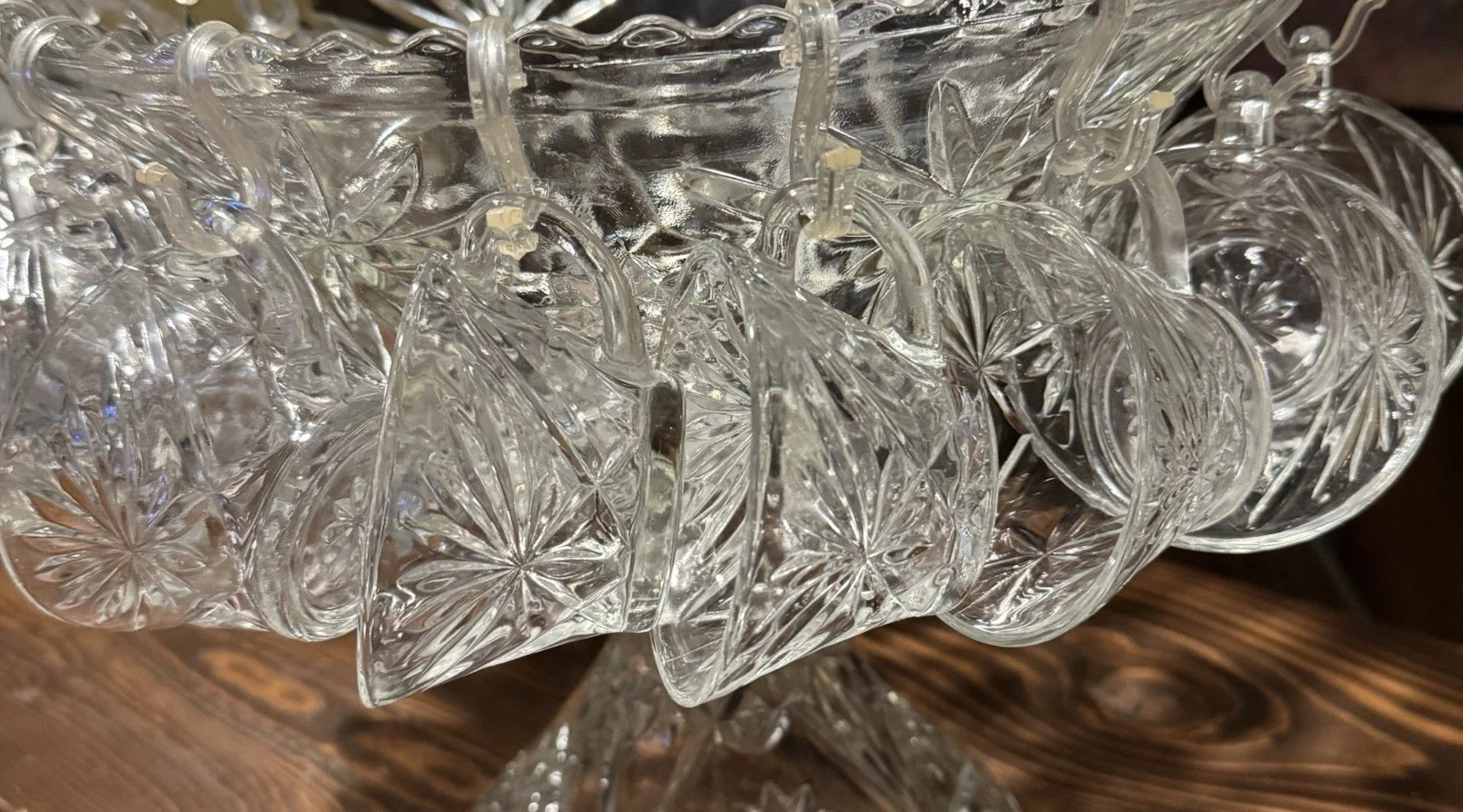 Vintage Anchor Hocking “Star of David” 15 piece punch bowl set. Includes 12 Cups
