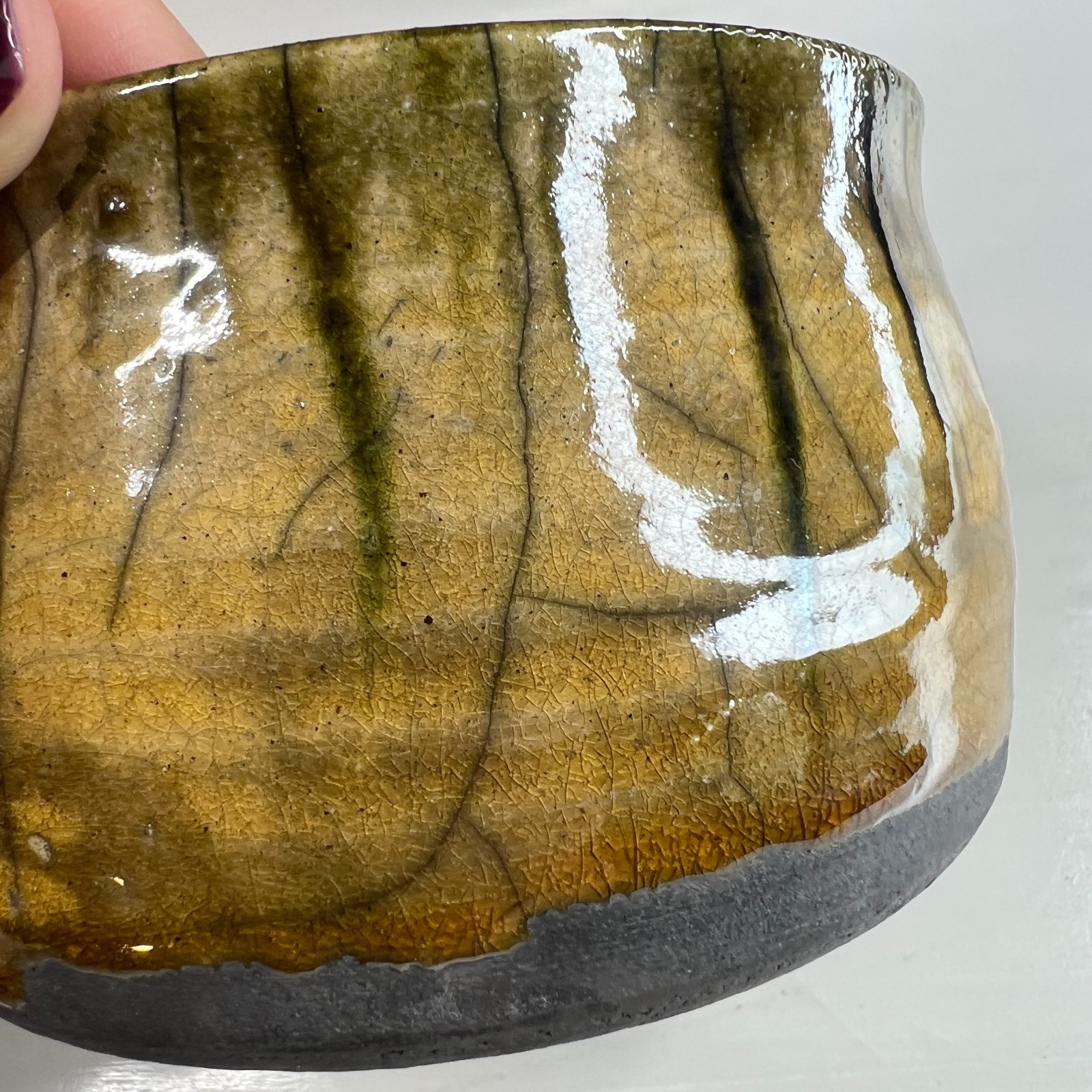 Handmade Studio Pottery Bowl Set 3 Signed Alyce Drip Glaze Ceramic
