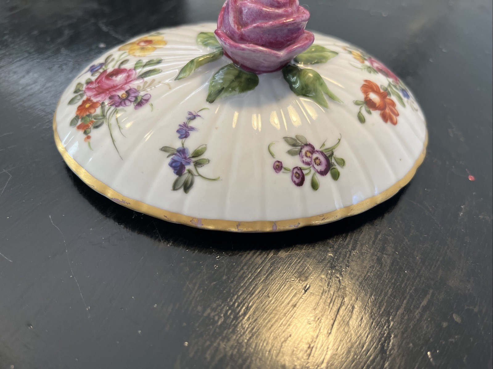 Antique Schierholz (Plaue) Handle Lidded Box with Saucer – Circa 1905 Two Piece